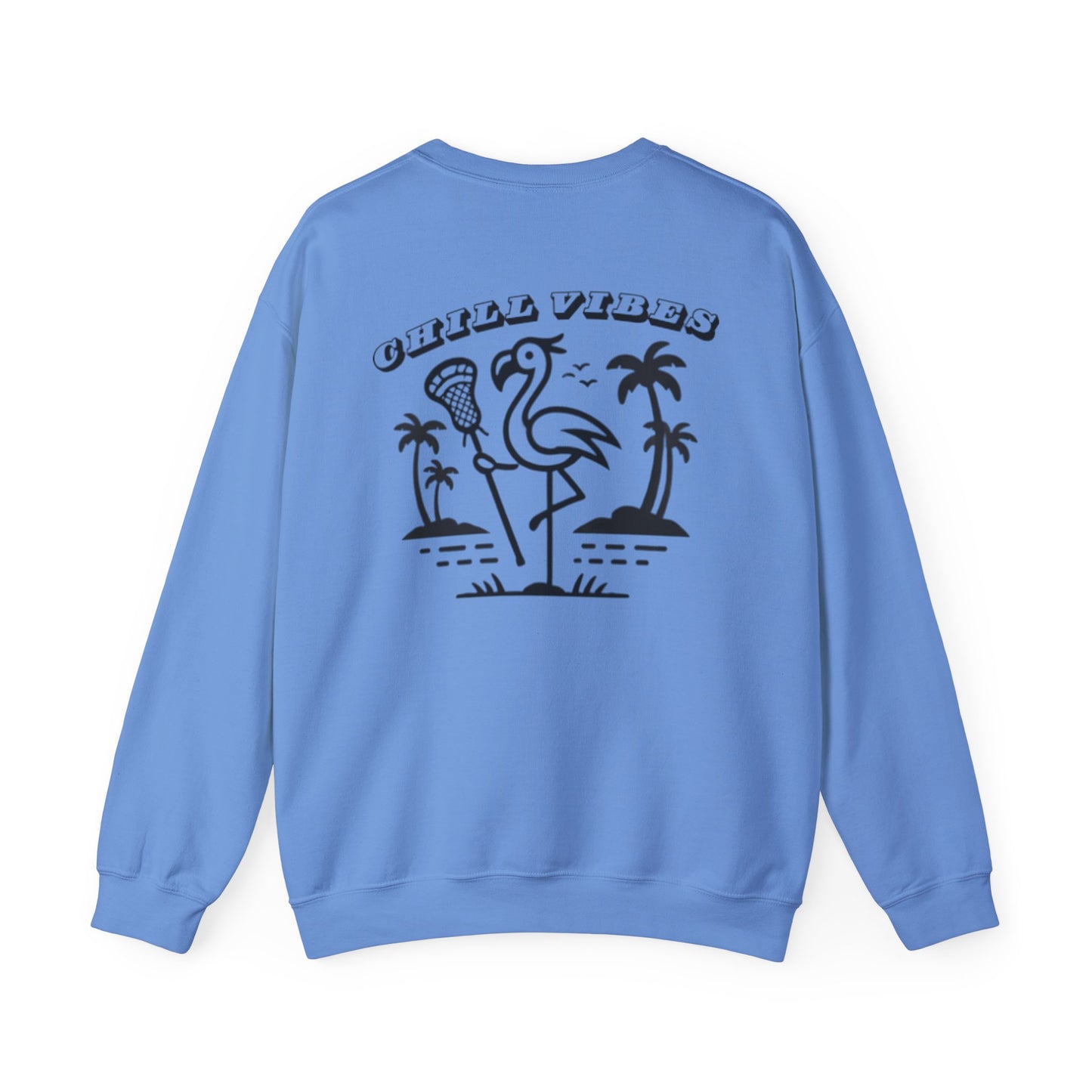 Chill Vibes Crewneck - Unisex Heavy Blend with Flamingo Design - Adult Unisex Sweatshirt
