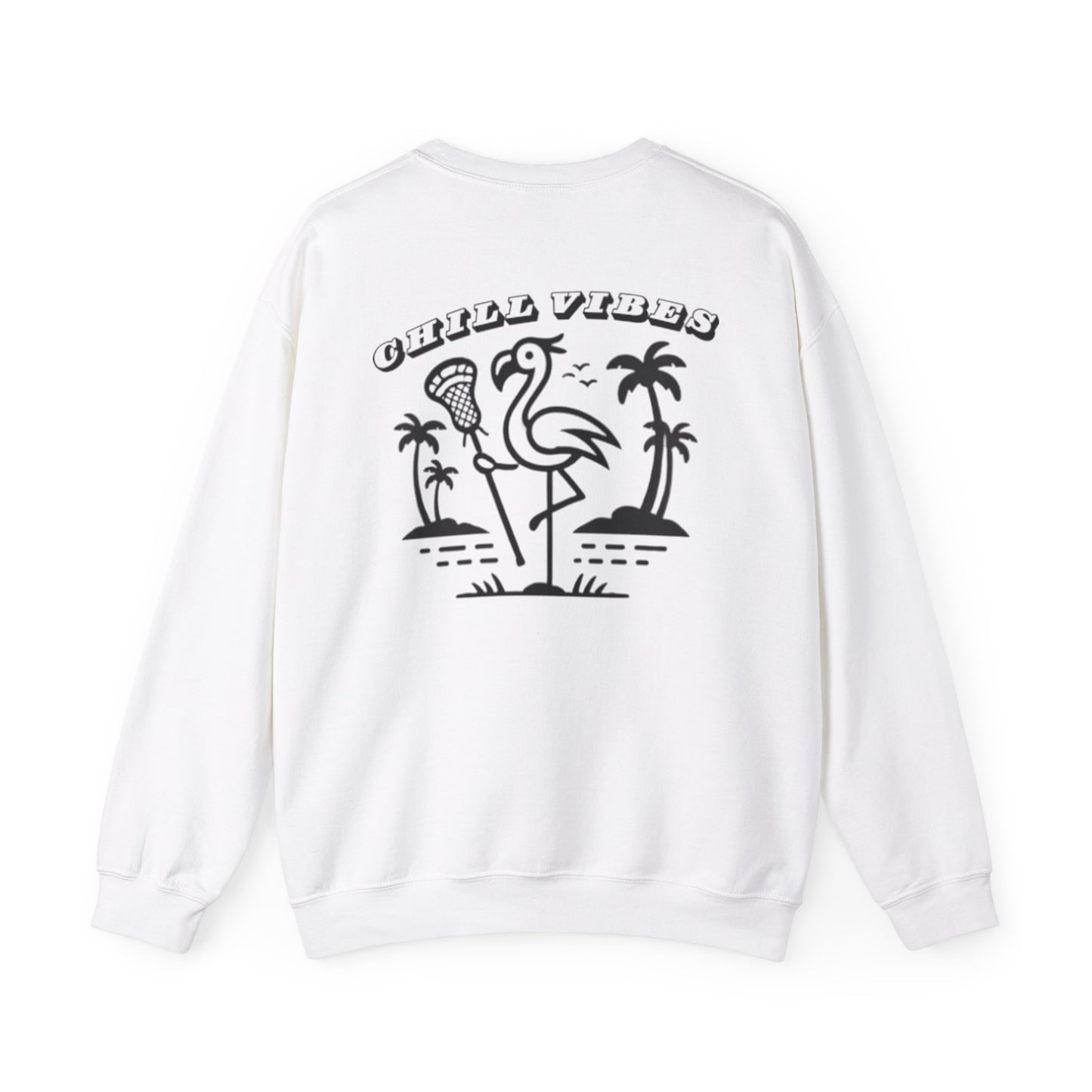 Chill Vibes Crewneck - Unisex Heavy Blend with Flamingo Design - Adult Unisex Sweatshirt