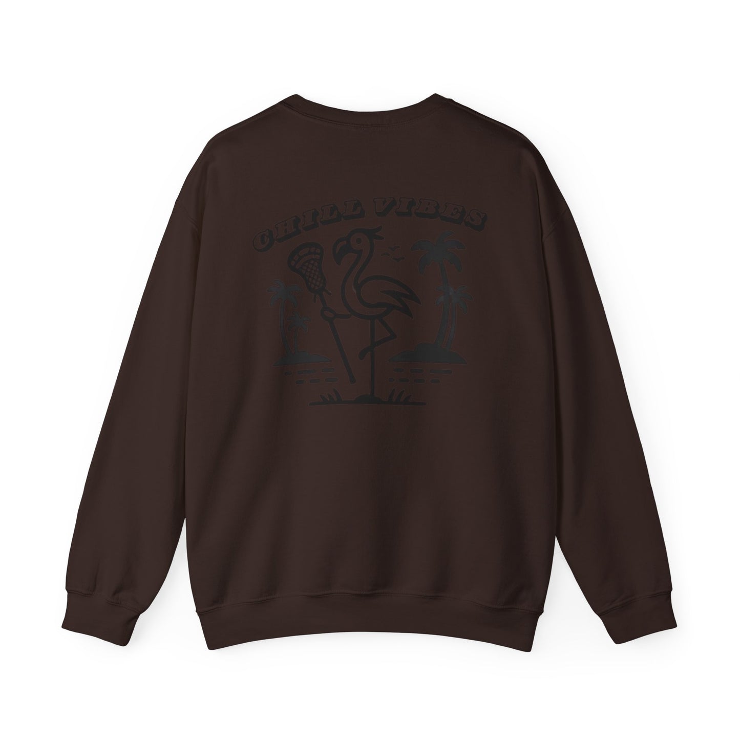 Chill Vibes Crewneck - Unisex Heavy Blend with Flamingo Design - Adult Unisex Sweatshirt