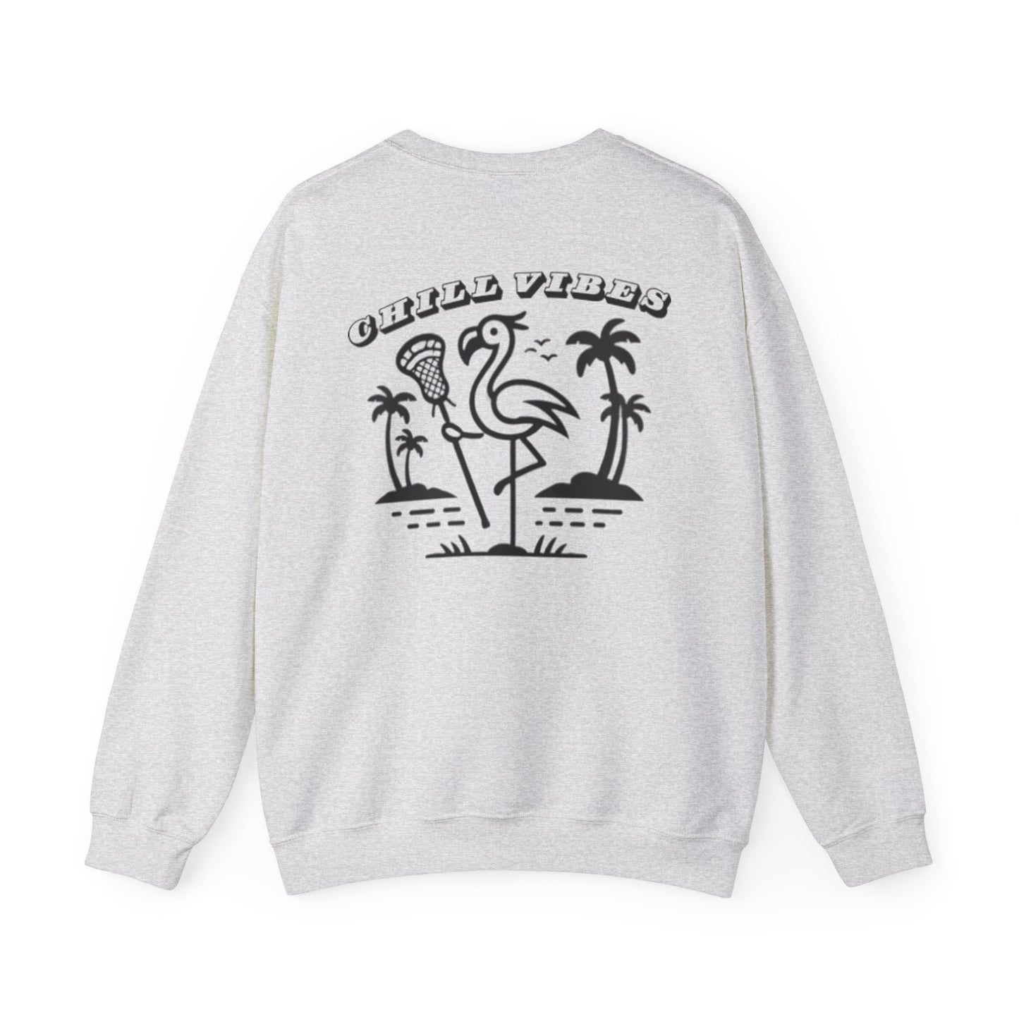 Chill Vibes Crewneck - Unisex Heavy Blend with Flamingo Design - Adult Unisex Sweatshirt