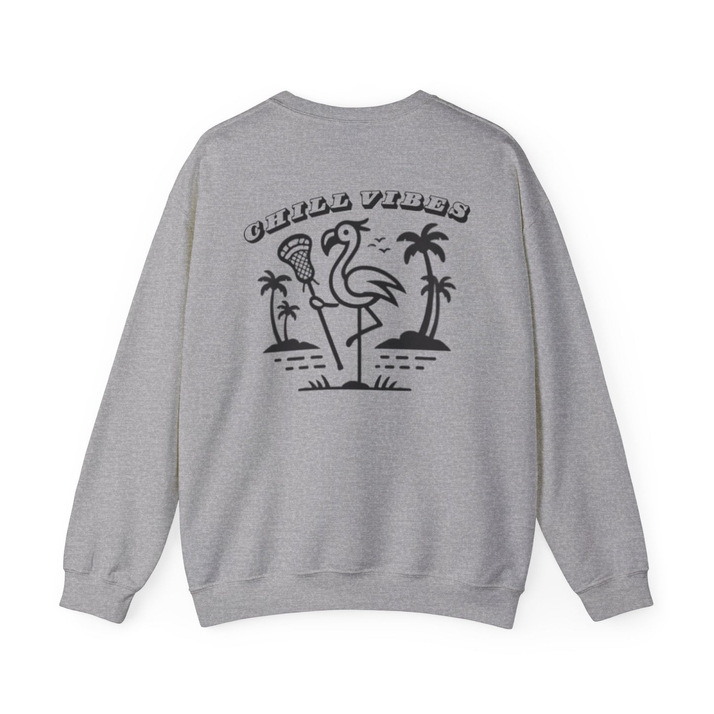Chill Vibes Crewneck - Unisex Heavy Blend with Flamingo Design - Adult Unisex Sweatshirt