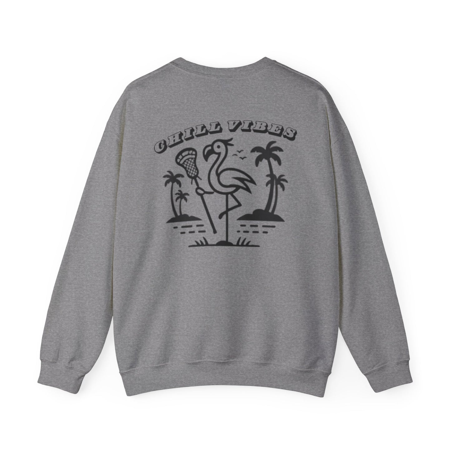 Chill Vibes Crewneck - Unisex Heavy Blend with Flamingo Design - Adult Unisex Sweatshirt