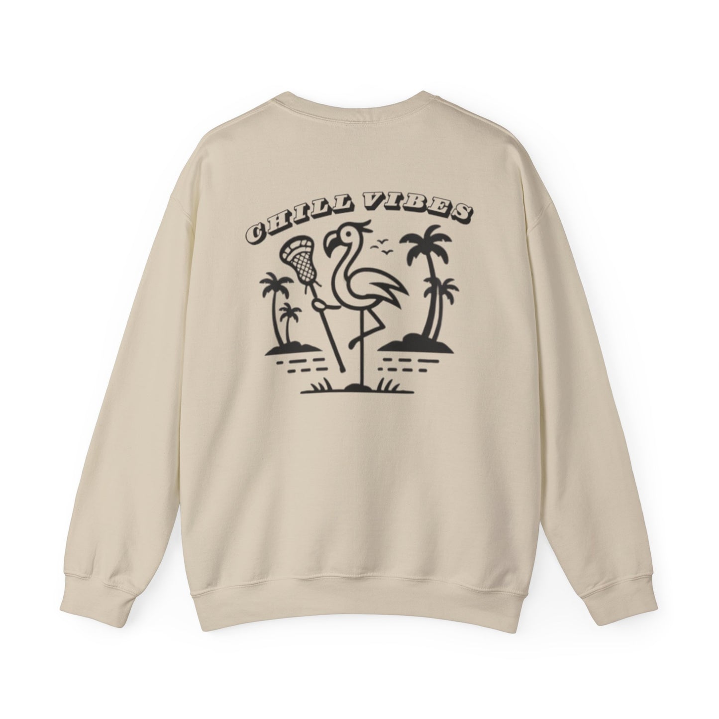Chill Vibes Crewneck - Unisex Heavy Blend with Flamingo Design - Adult Unisex Sweatshirt
