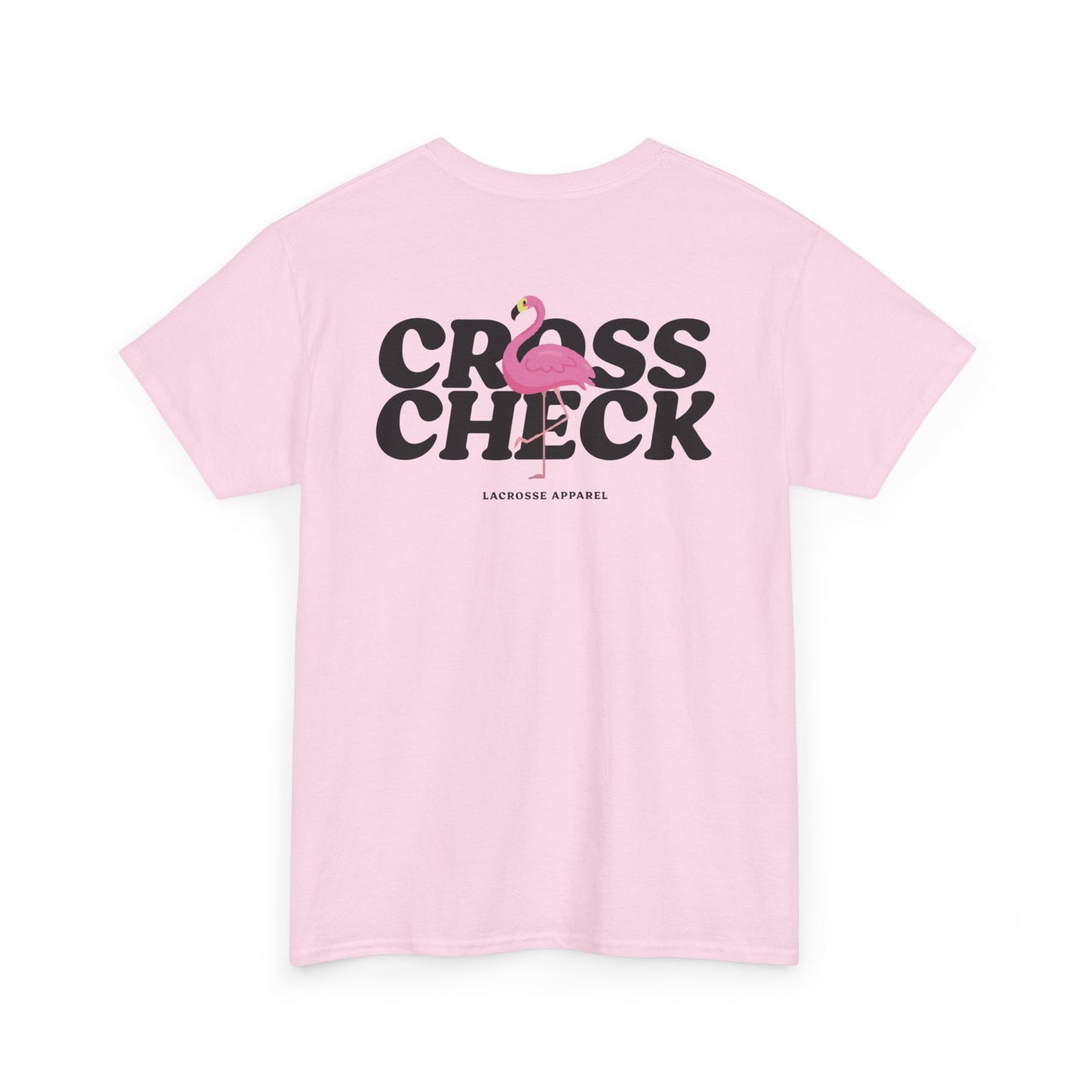 Unisex Heavy Cotton Tee - Cross Check Lacrosse Flamingo Design