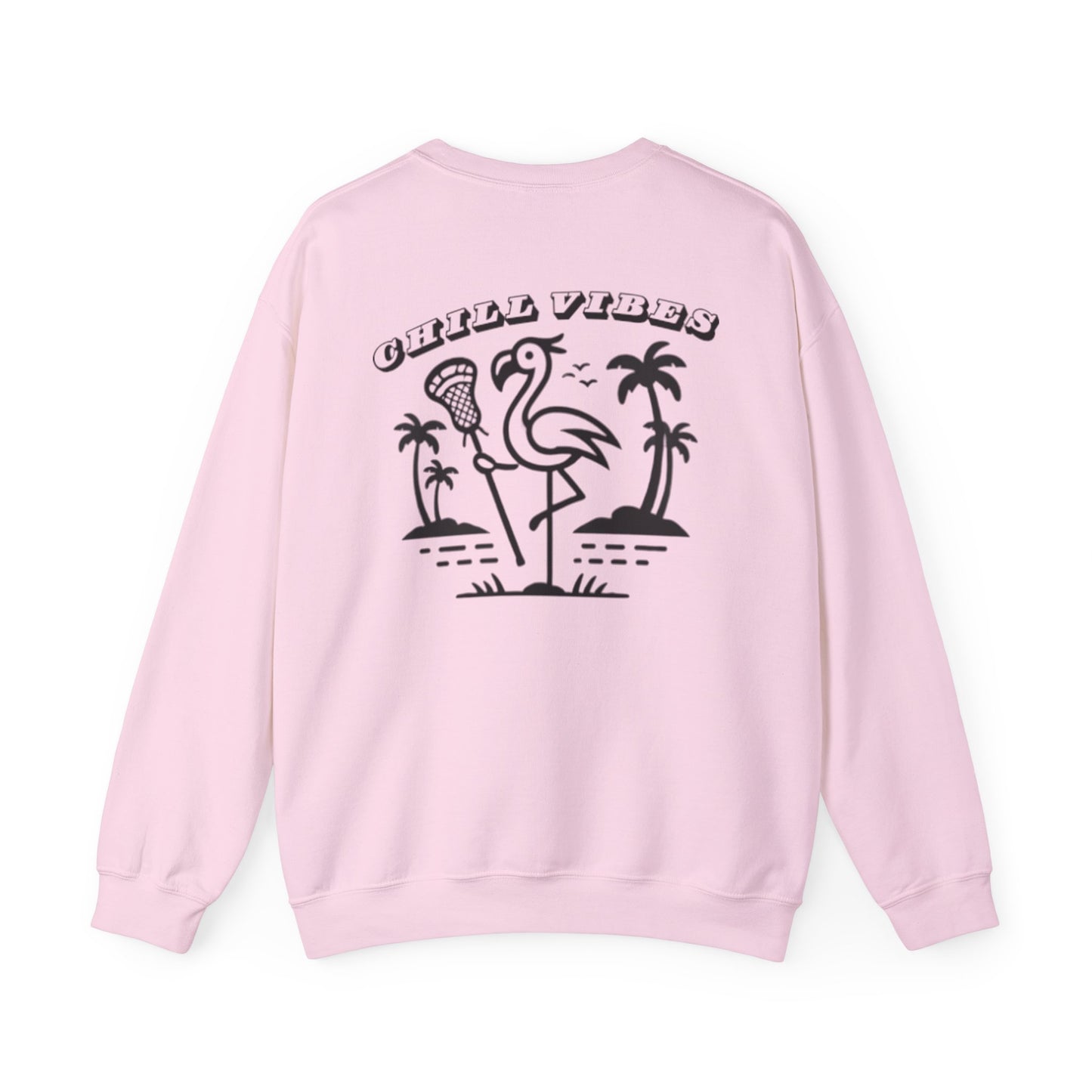 Chill Vibes Crewneck - Unisex Heavy Blend with Flamingo Design - Adult Unisex Sweatshirt