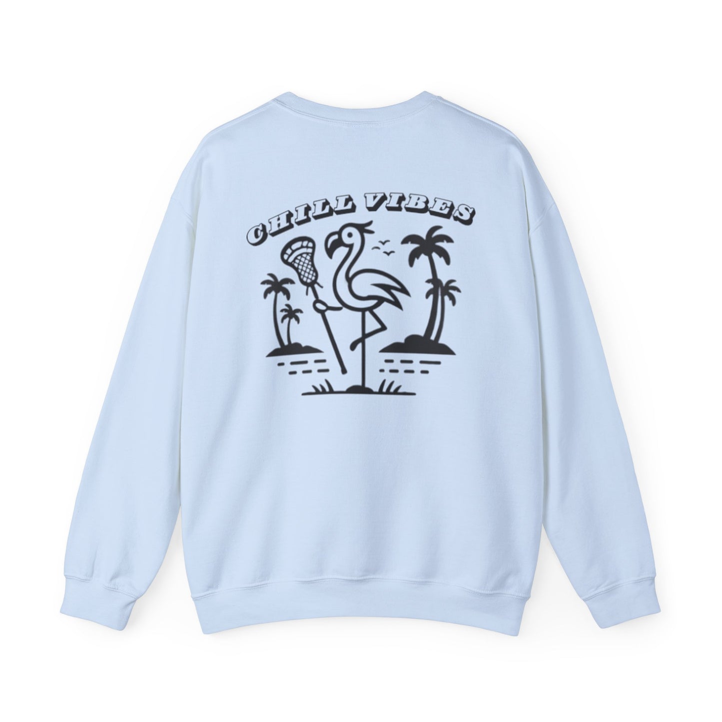 Chill Vibes Crewneck - Unisex Heavy Blend with Flamingo Design - Adult Unisex Sweatshirt