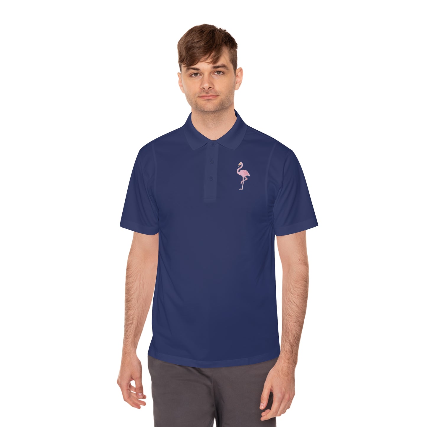 Adult Flamingo-Embroidered Men's Sport Polo Shirt - Perfect for Casual Outings & Summer Activities