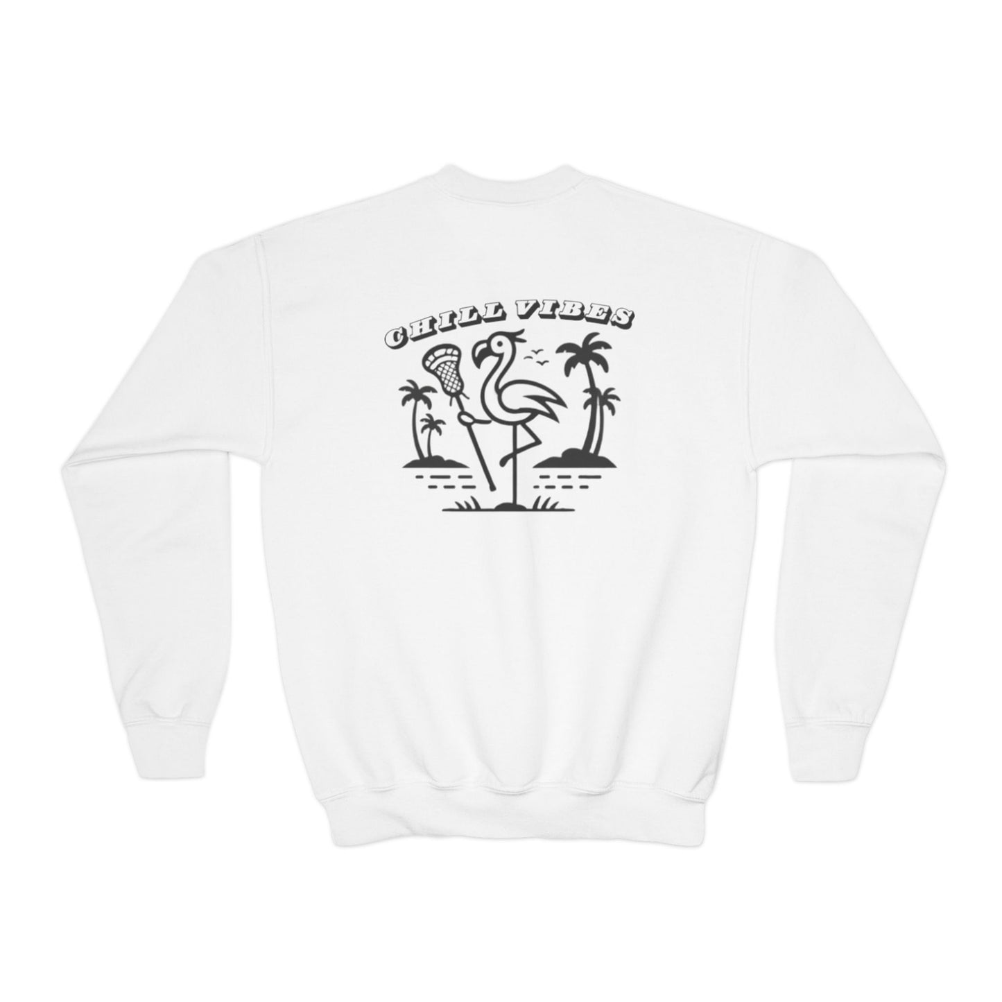 Youth Sweatshirt Crewneck - Chill Vibes Flamingo Design