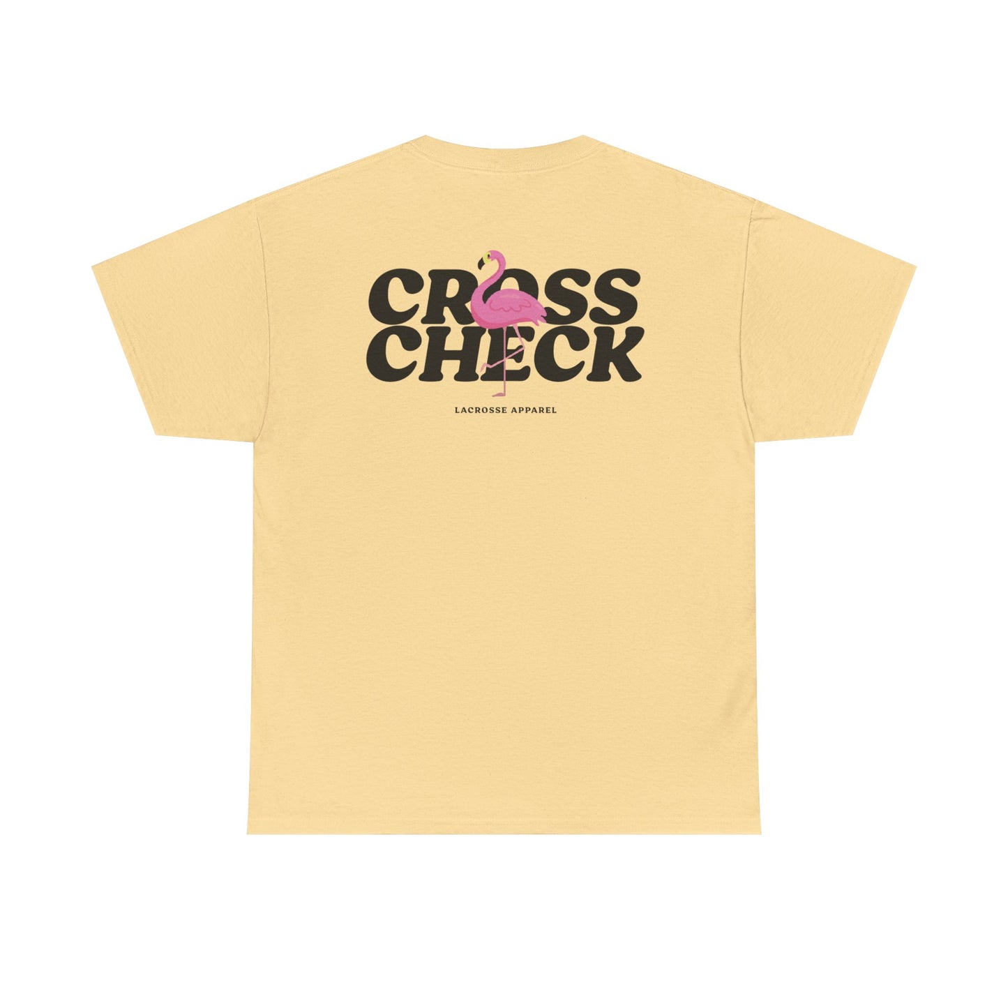 Unisex Heavy Cotton Tee - Cross Check Lacrosse Flamingo Design
