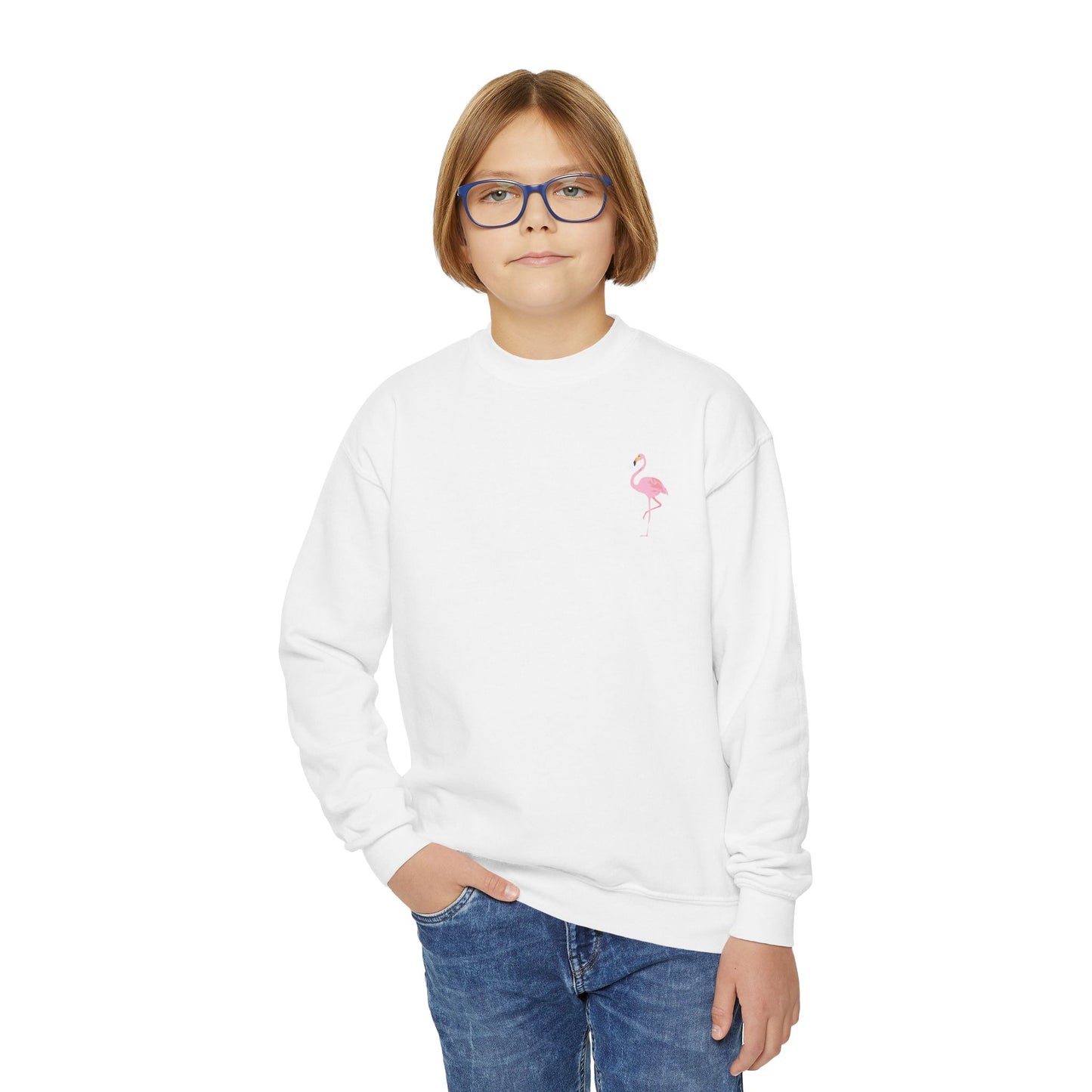 Crewneck Youth Sweatshirt - Be Your Best with Flamingo Design