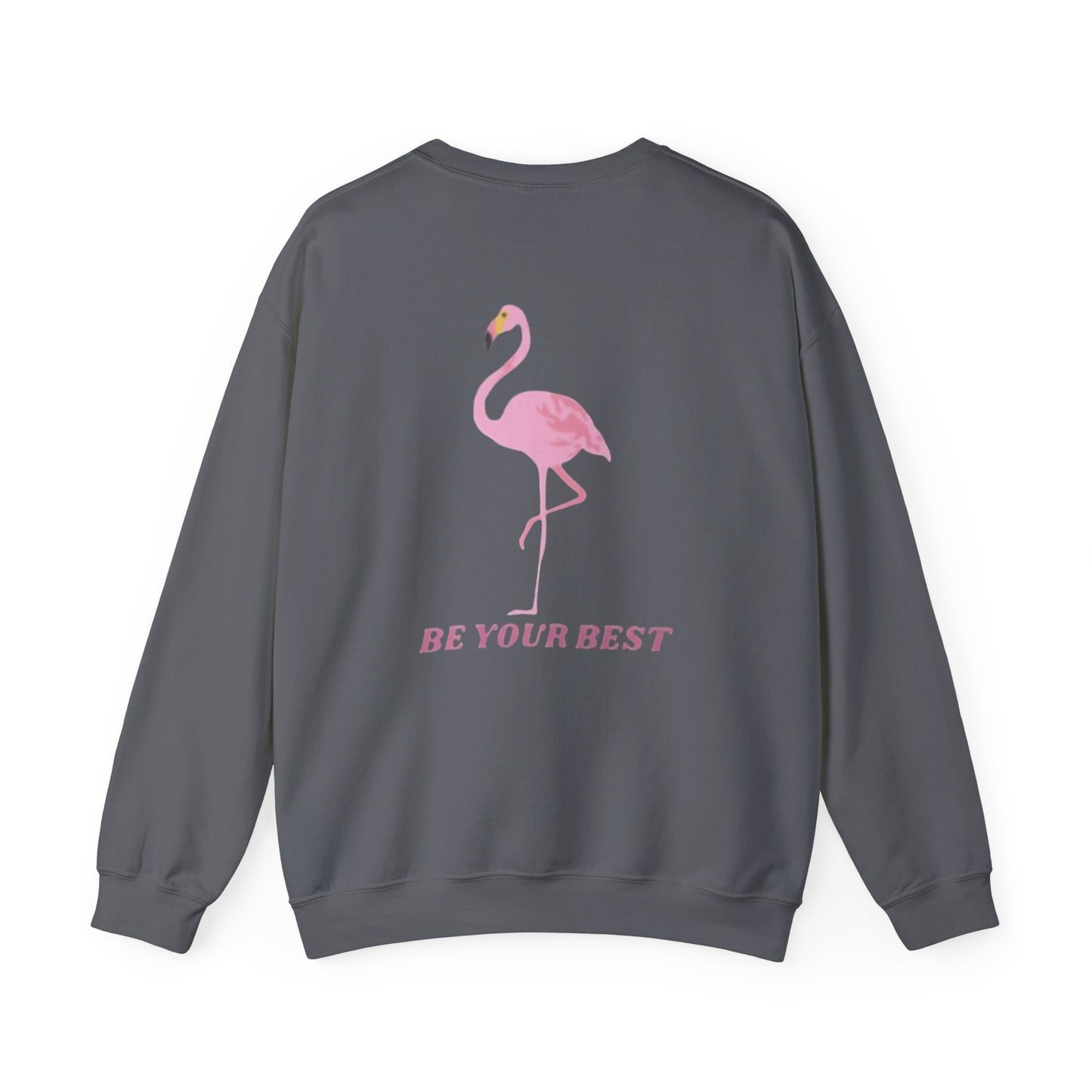 Unisex Flamingo Crewneck - 'Be Your Best' Design - Adult Unisex Sweatshirt