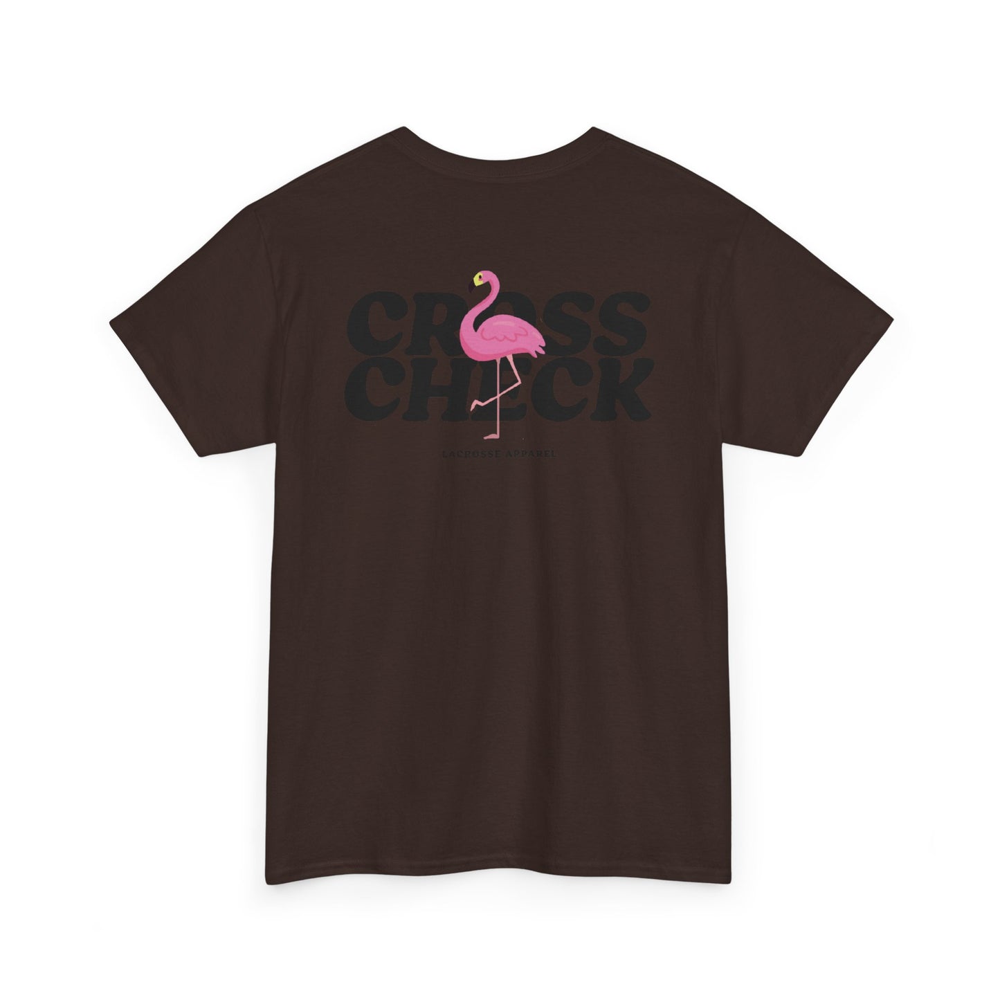 Unisex Heavy Cotton Tee - Cross Check Lacrosse Flamingo Design