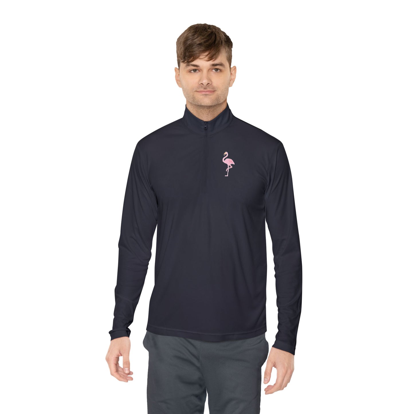 Flamingo Print Quarter-Zip Pullover - Comfortable & Stylish for All Seasons - Adult Unisex Pullover