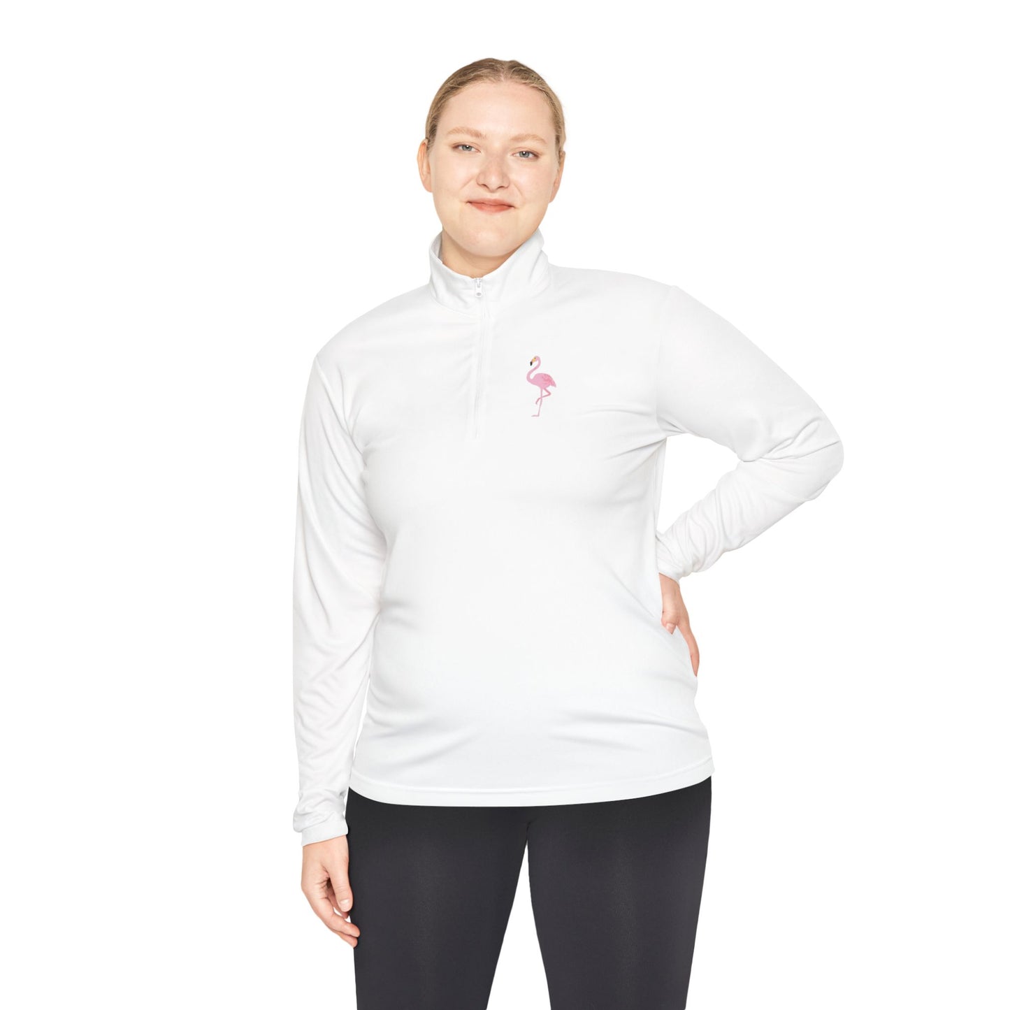 Flamingo Print Quarter-Zip Pullover - Comfortable & Stylish for All Seasons - Adult Unisex Pullover