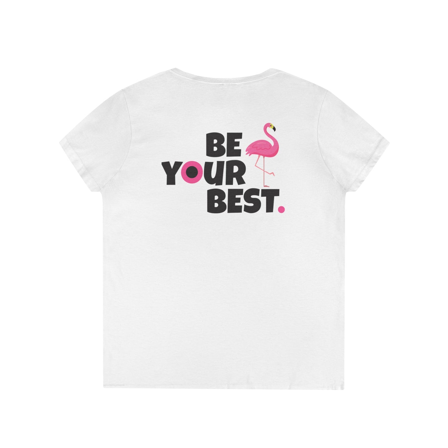 Ladies' V-Neck Flamingo T-Shirt - 'Be Your Best'