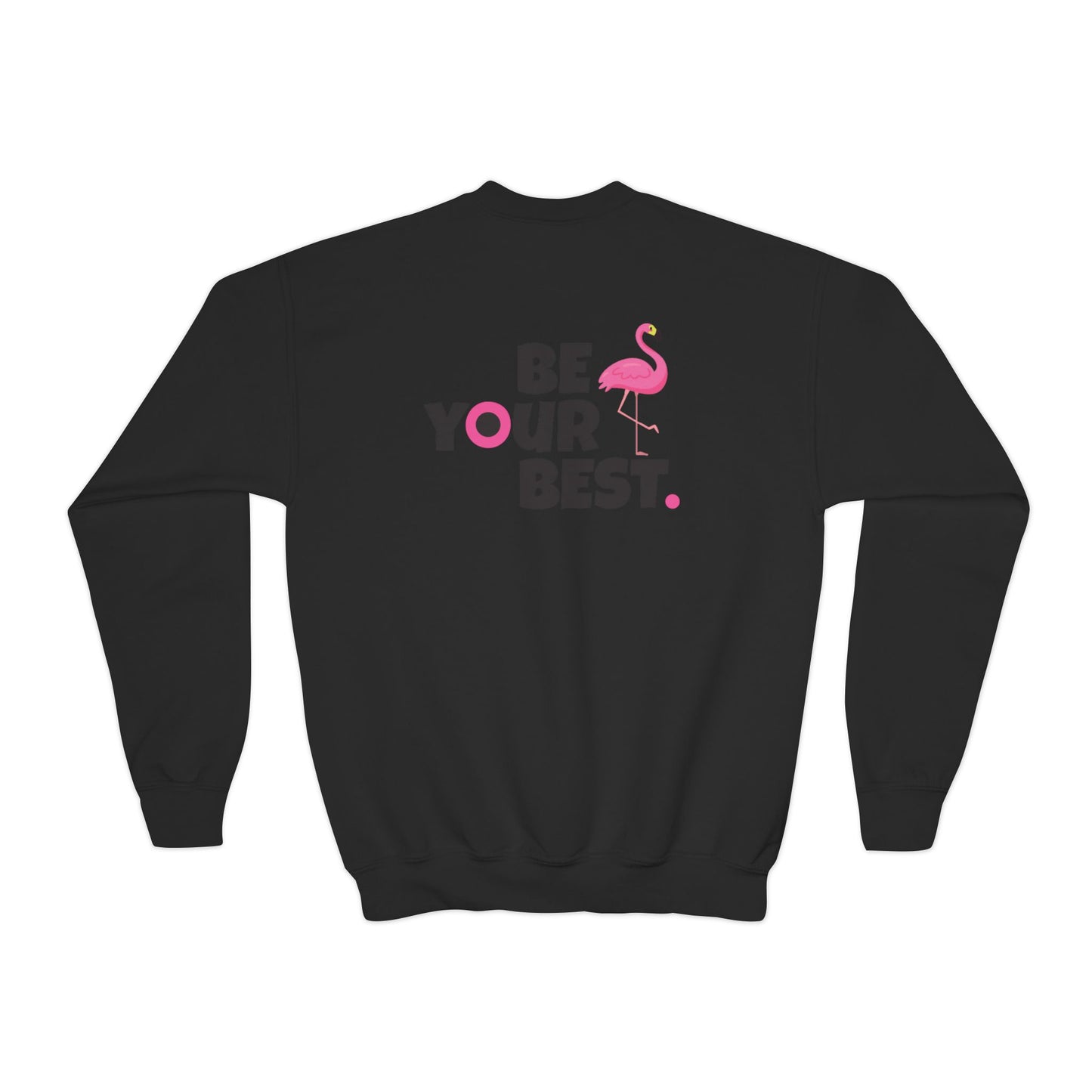 Crewneck Youth Sweatshirt - Be Your Best with Flamingo Design