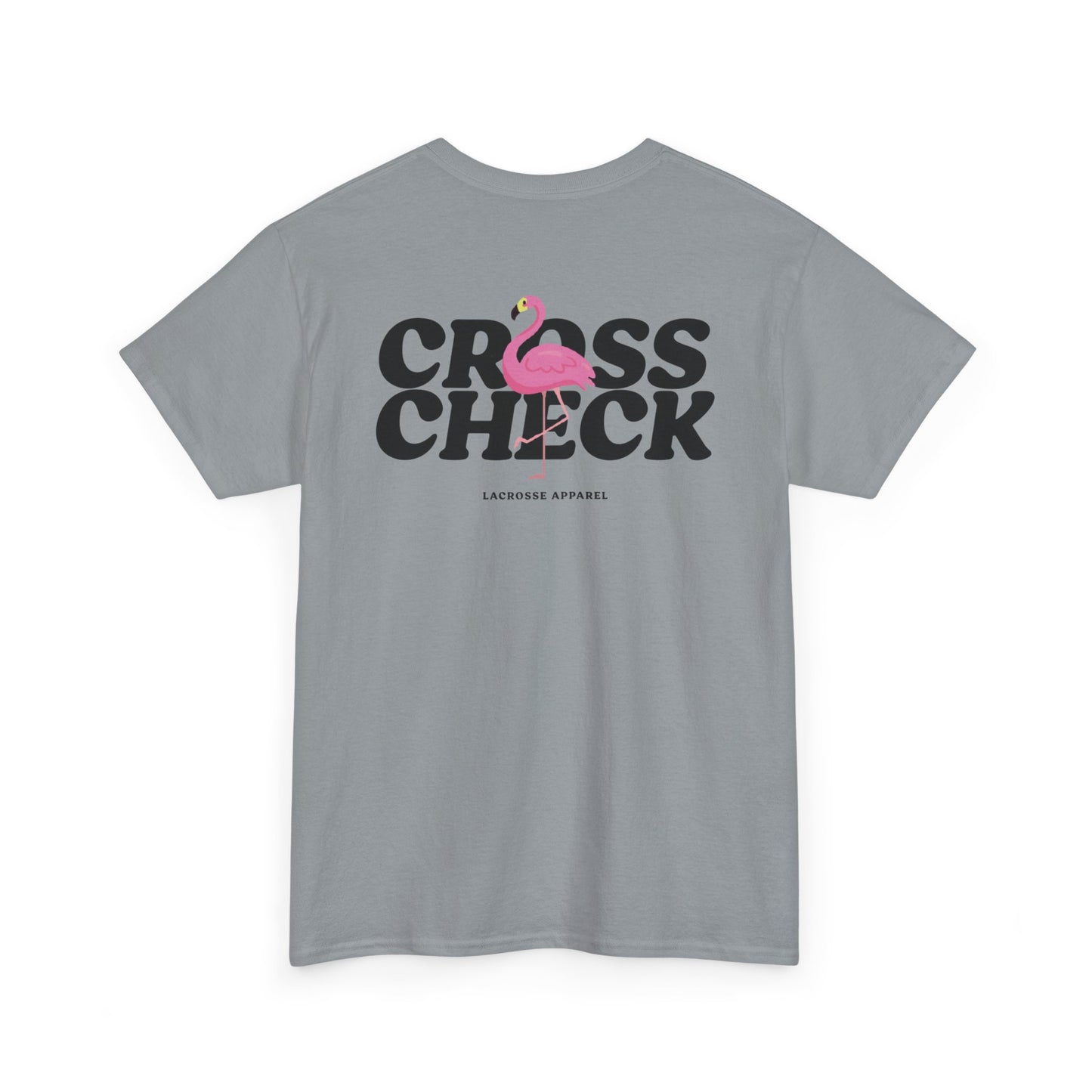 Unisex Heavy Cotton Tee - Cross Check Lacrosse Flamingo Design