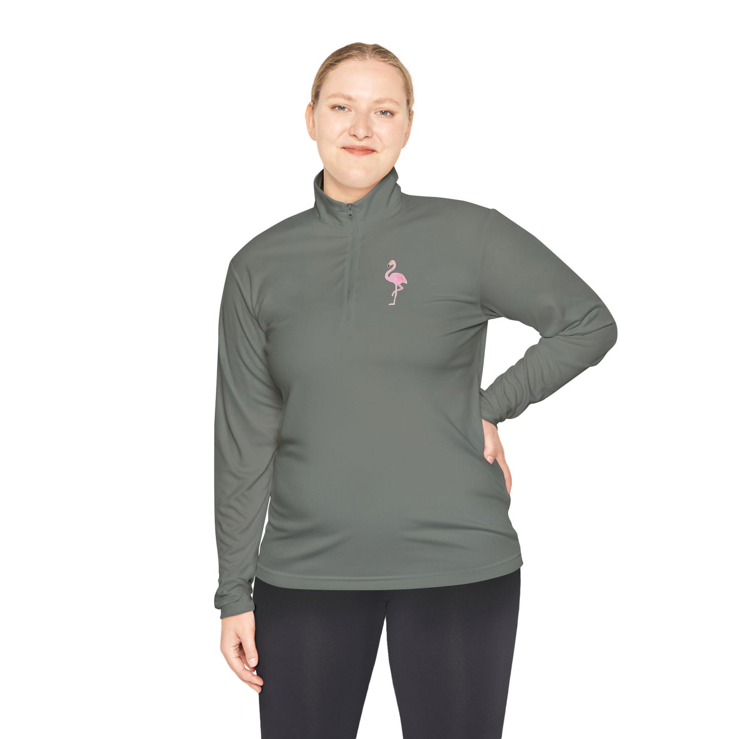 Flamingo Print Quarter-Zip Pullover - Comfortable & Stylish for All Seasons - Adult Unisex Pullover