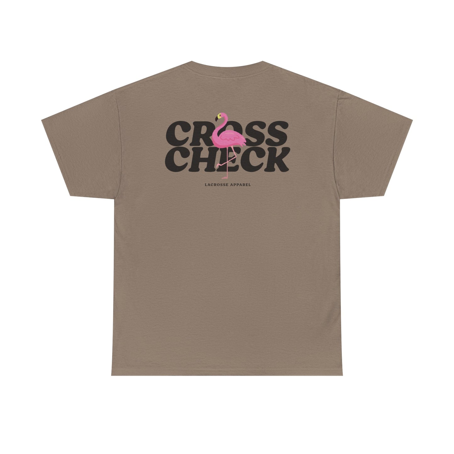 Unisex Heavy Cotton Tee - Cross Check Lacrosse Flamingo Design