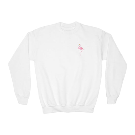 Youth Sweatshirt  Flamingo Crewneck- Trendy & Fun