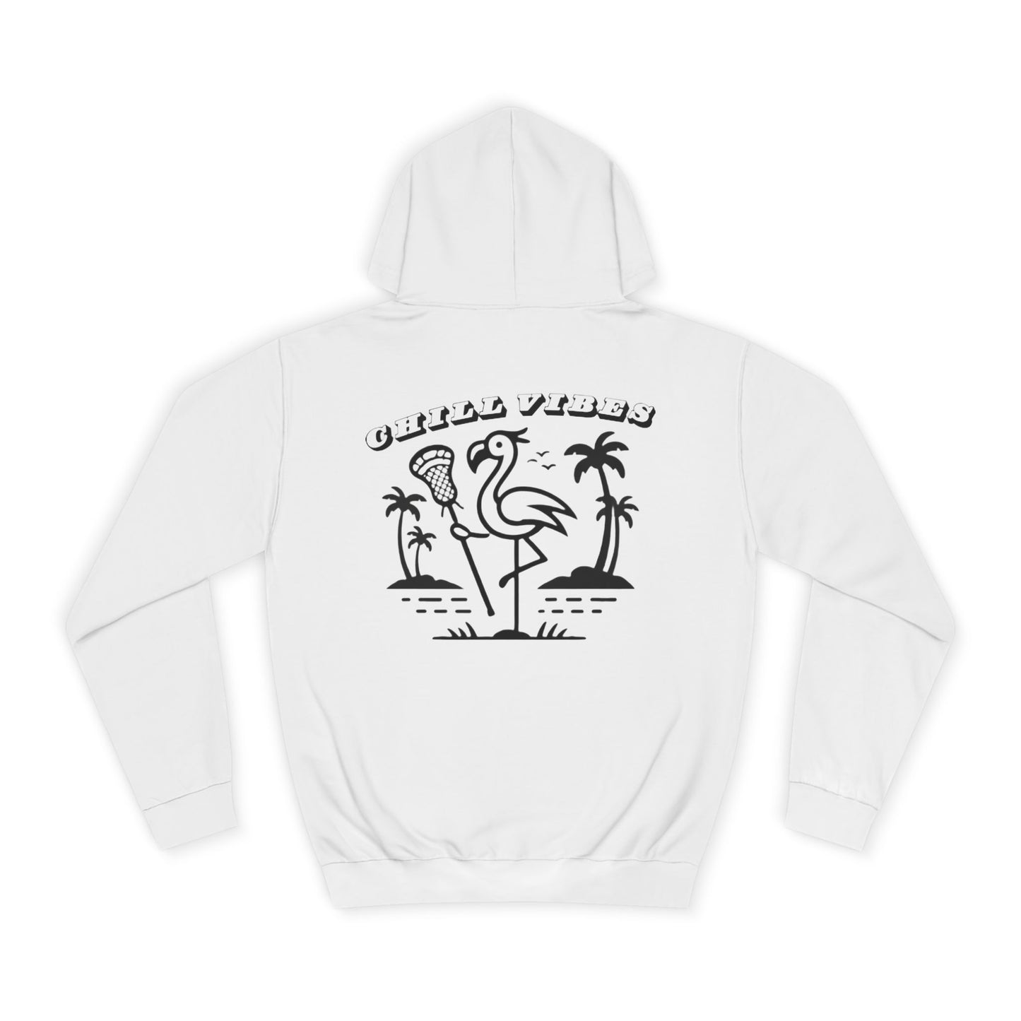 Chill Vibes College Hoodie with Flamingo Design Adult Unisex Sweatshirt