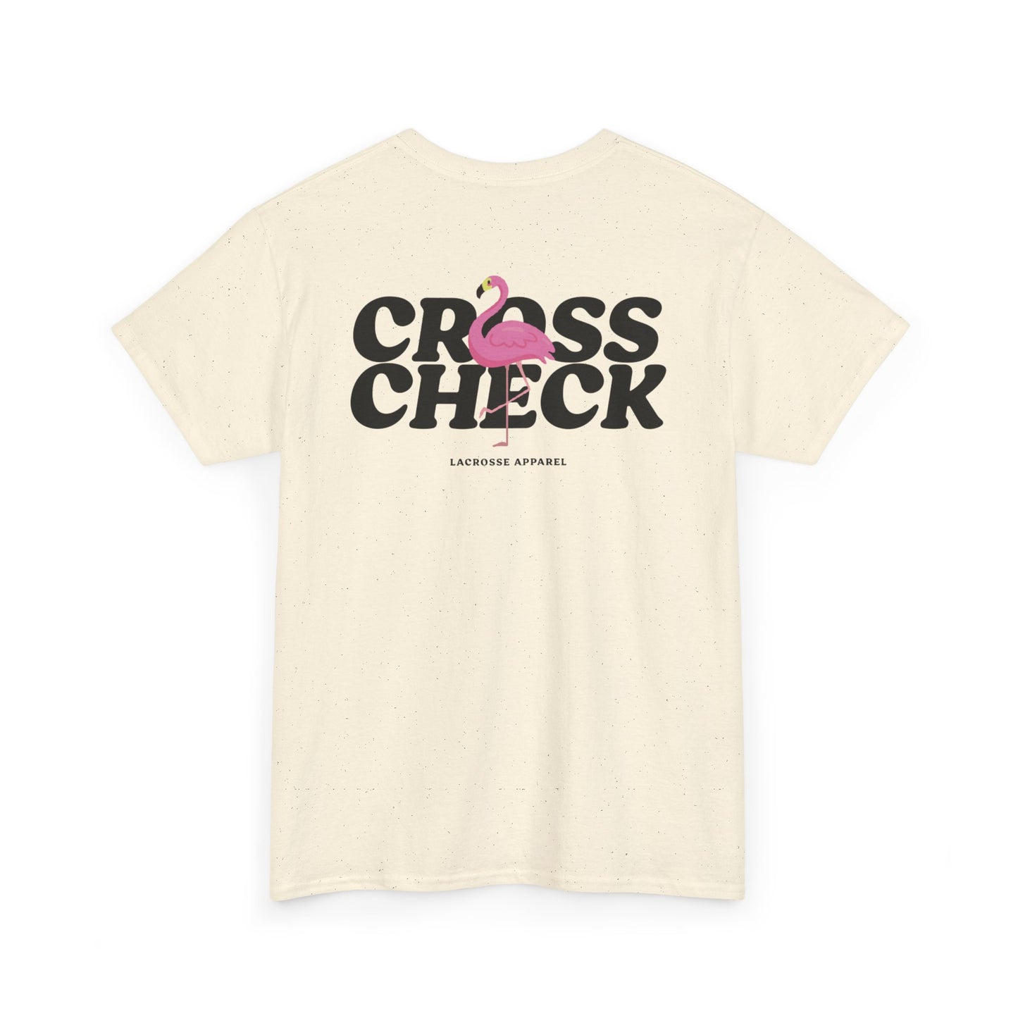 Unisex Heavy Cotton Tee - Cross Check Lacrosse Flamingo Design