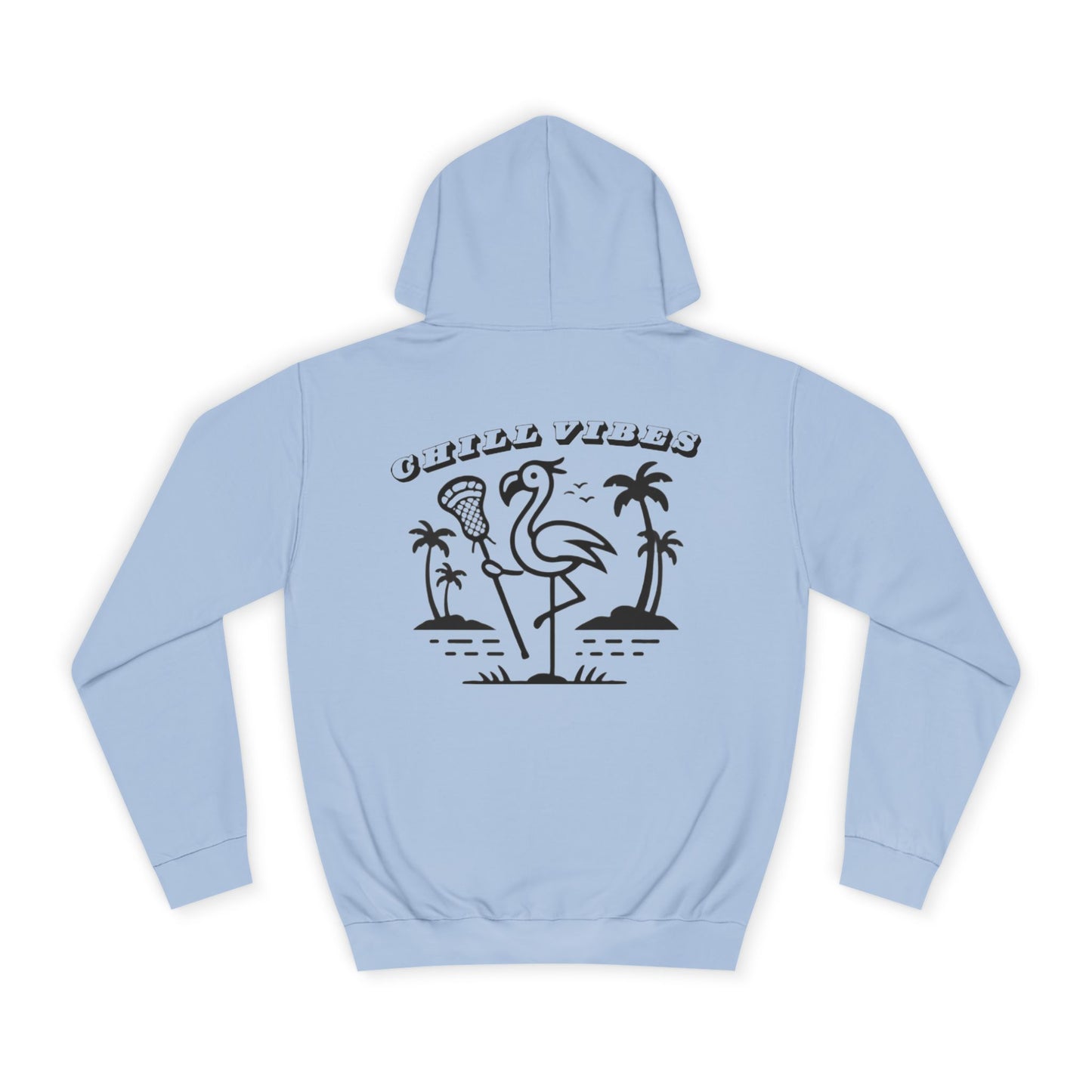 Chill Vibes College Hoodie with Flamingo Design Adult Unisex Sweatshirt