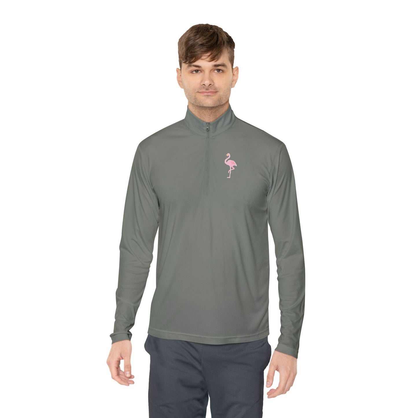 Flamingo Print Quarter-Zip Pullover - Comfortable & Stylish for All Seasons - Adult Unisex Pullover