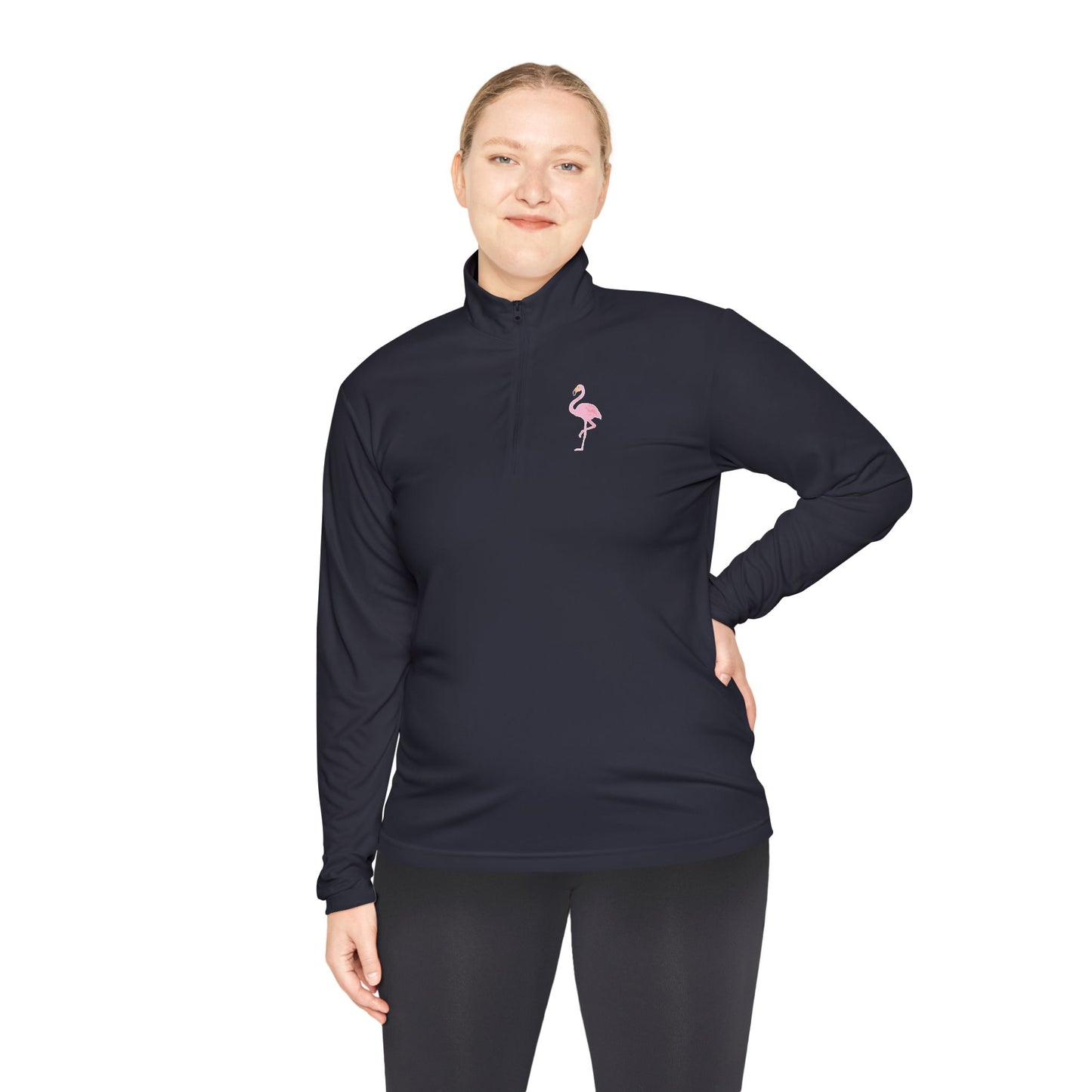 Flamingo Print Quarter-Zip Pullover - Comfortable & Stylish for All Seasons - Adult Unisex Pullover