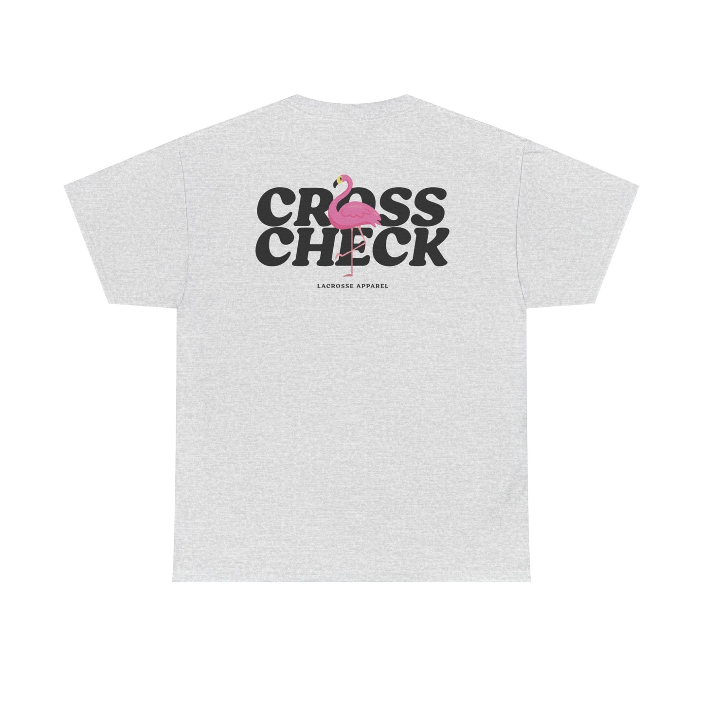 Unisex Heavy Cotton Tee - Cross Check Lacrosse Flamingo Design