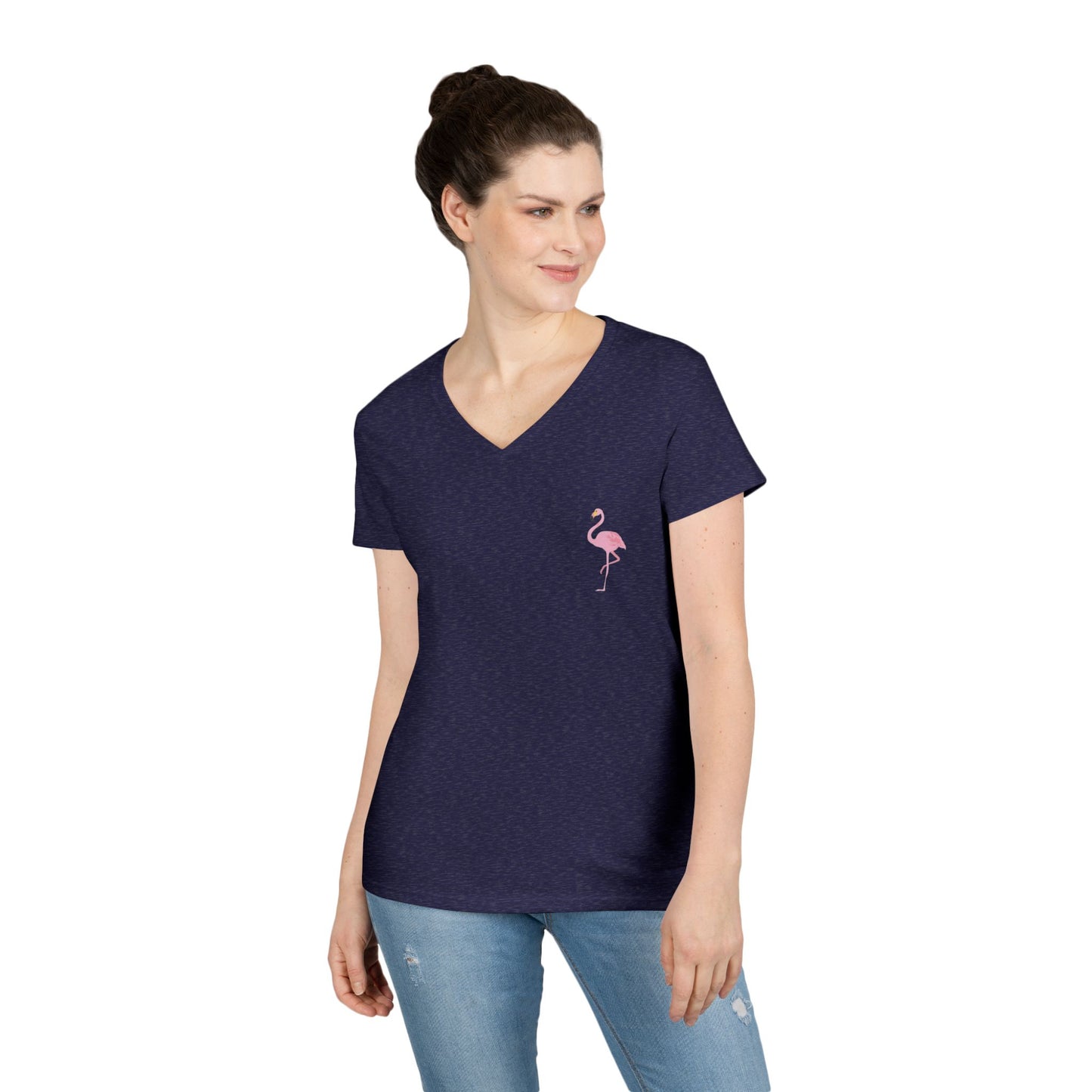 Ladies' V-Neck Flamingo T-Shirt - 'Be Your Best'