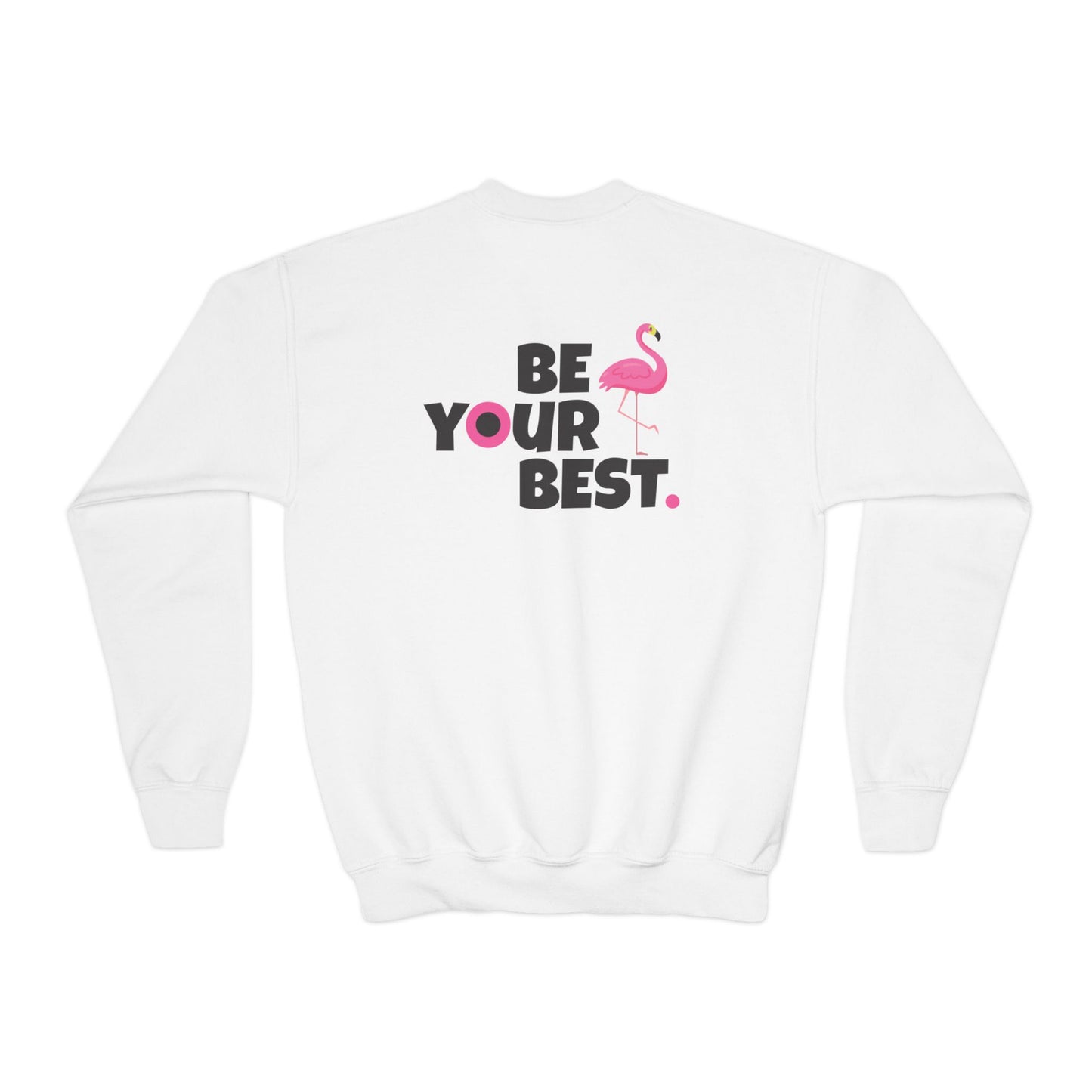 Crewneck Youth Sweatshirt - Be Your Best with Flamingo Design