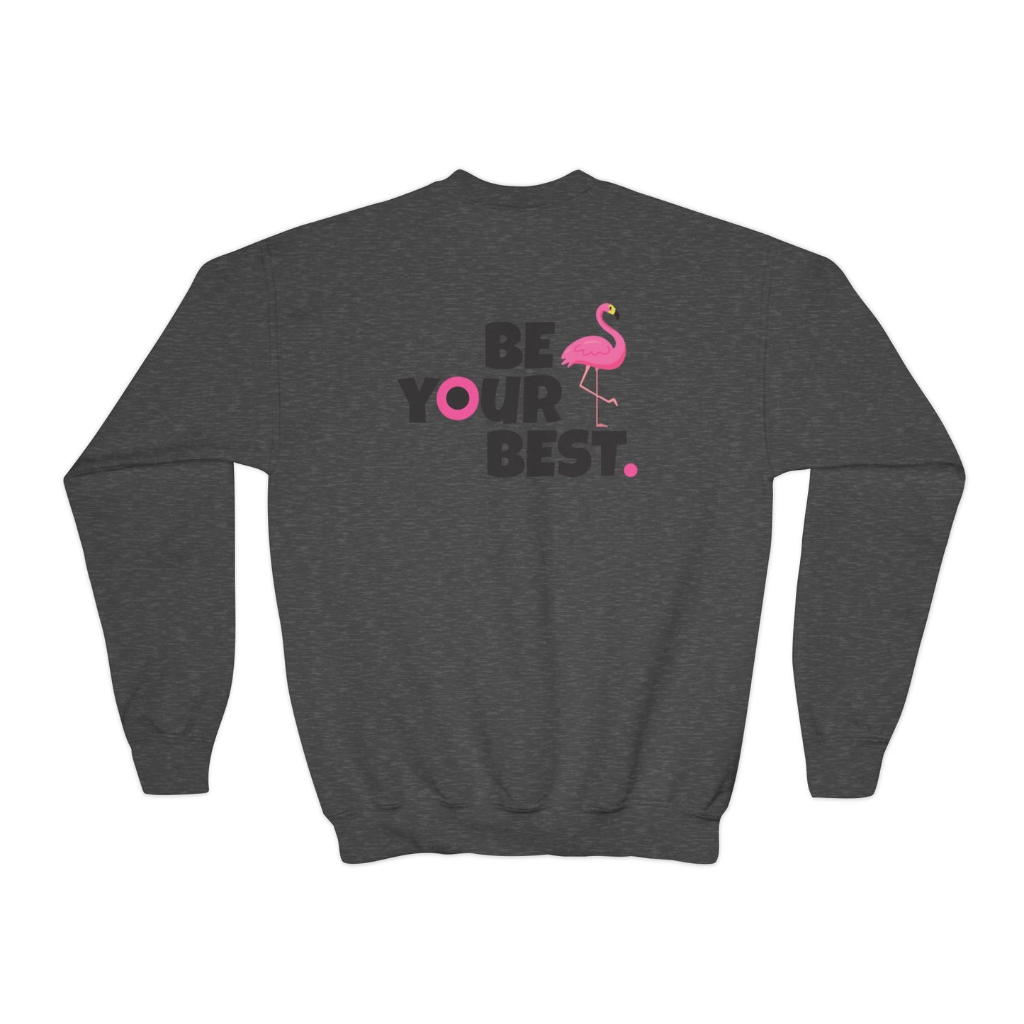 Crewneck Youth Sweatshirt - Be Your Best with Flamingo Design