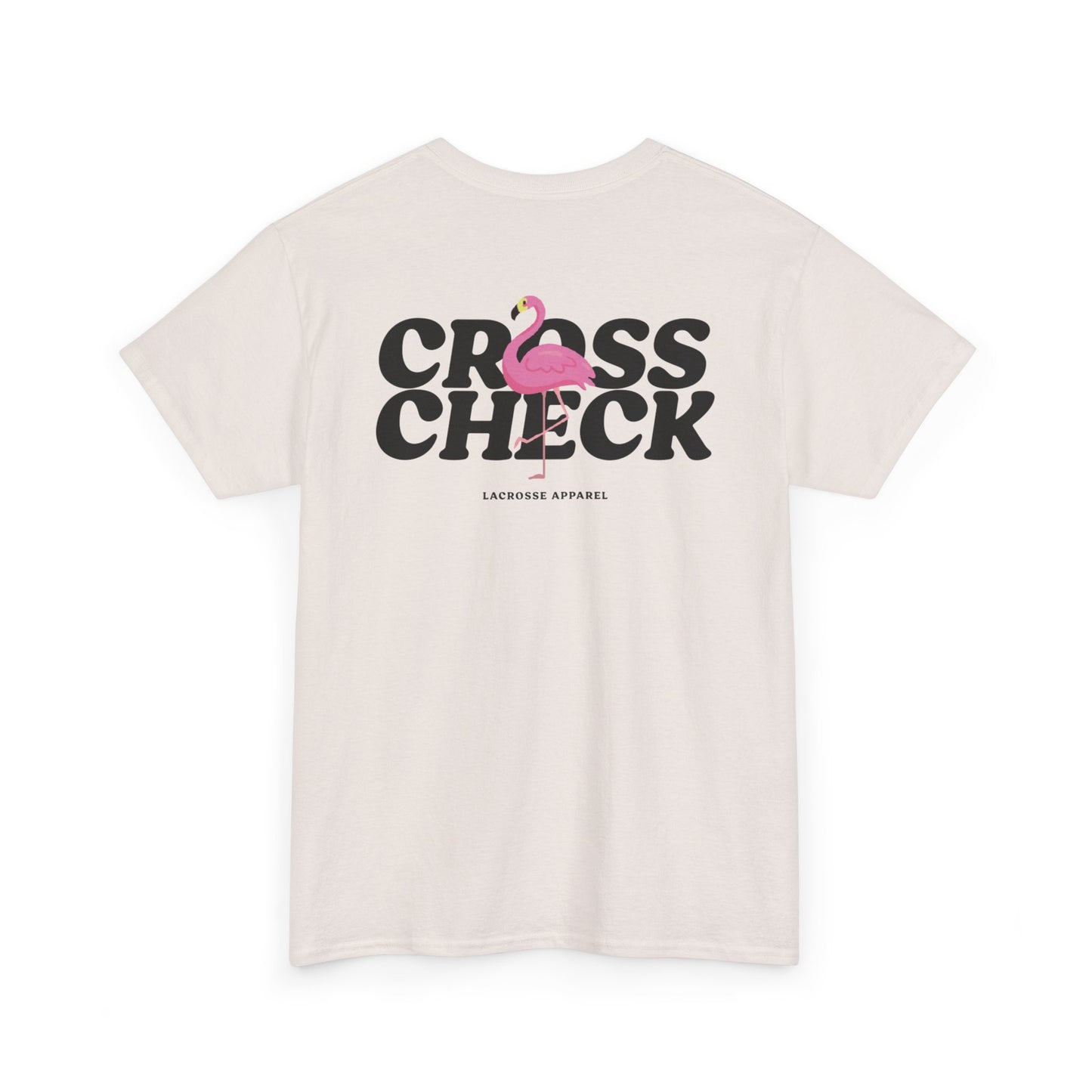 Unisex Heavy Cotton Tee - Cross Check Lacrosse Flamingo Design