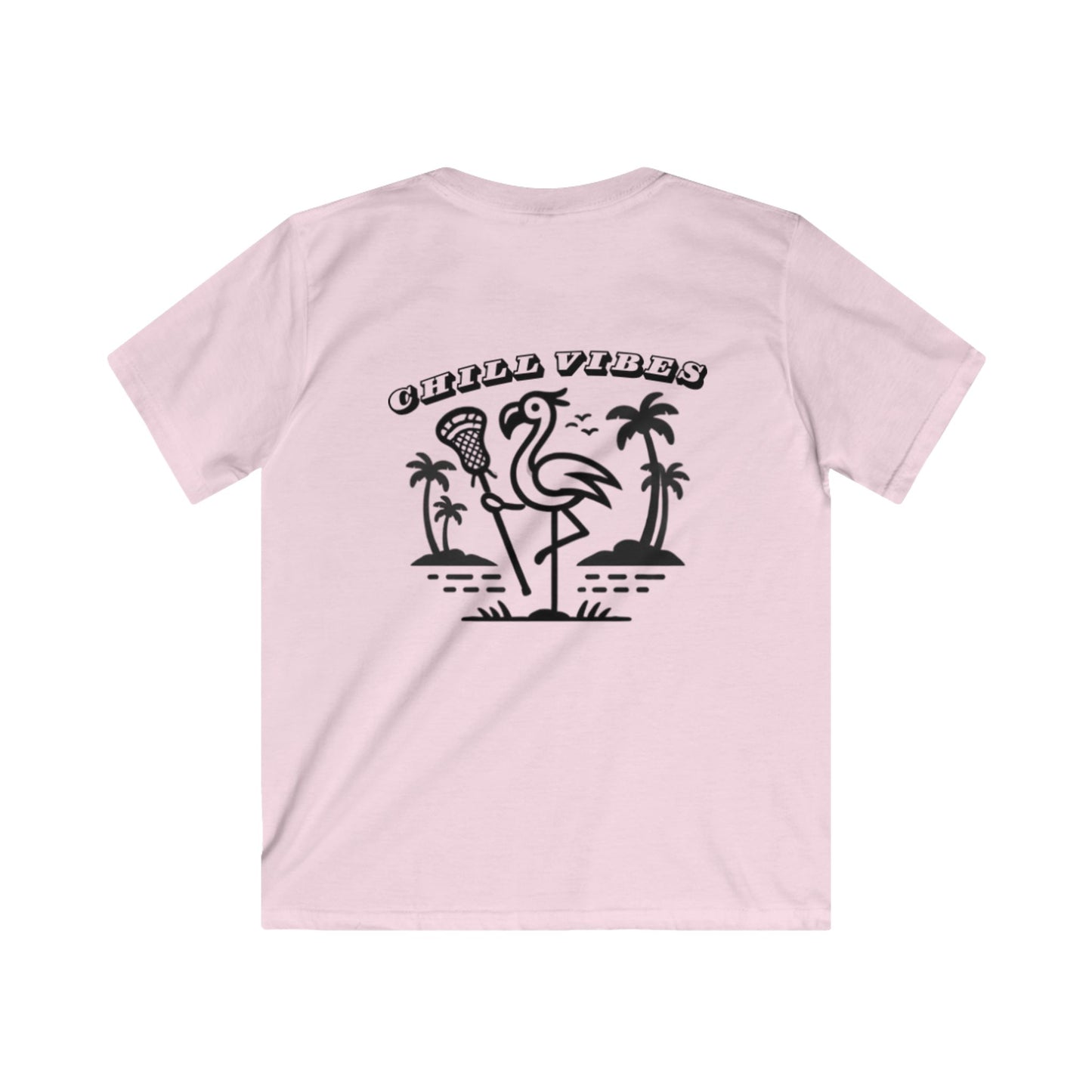 Chill Vibes Kids Softstyle Tee - Flamingo Beach Design