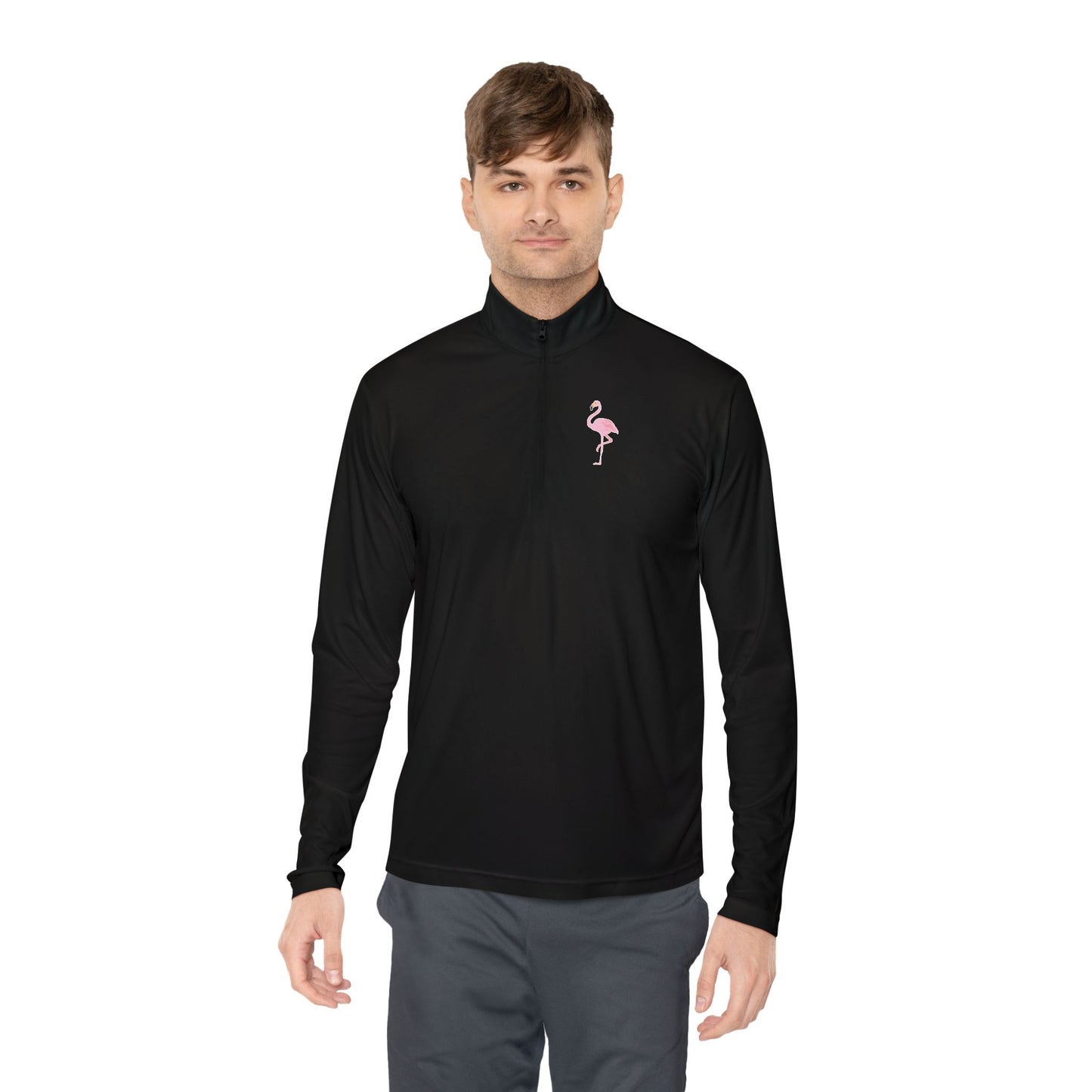 Flamingo Print Quarter-Zip Pullover - Comfortable & Stylish for All Seasons - Adult Unisex Pullover