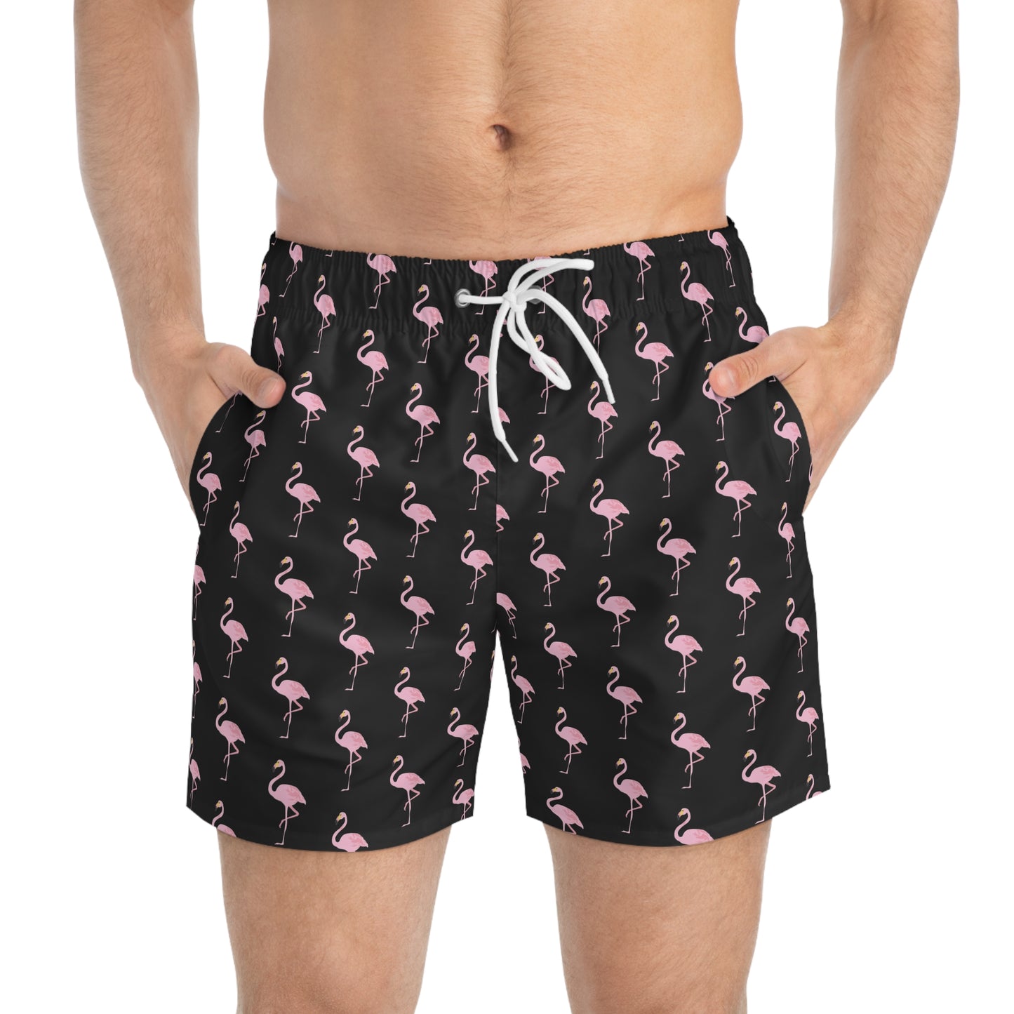 Adult Mens Swim Trunks Flamingo Pattern - Perfect for Summer Beach Days