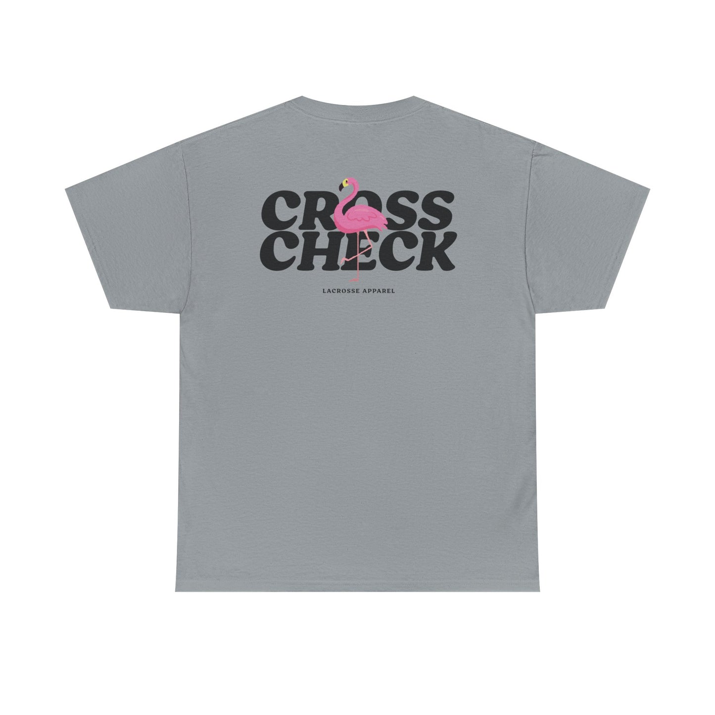 Unisex Heavy Cotton Tee - Cross Check Lacrosse Flamingo Design