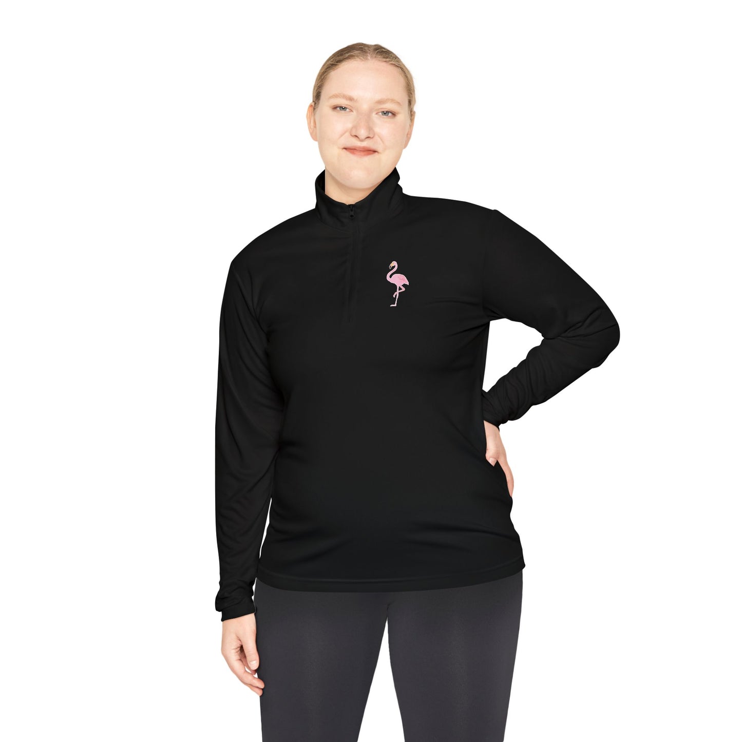 Flamingo Print Quarter-Zip Pullover - Comfortable & Stylish for All Seasons - Adult Unisex Pullover