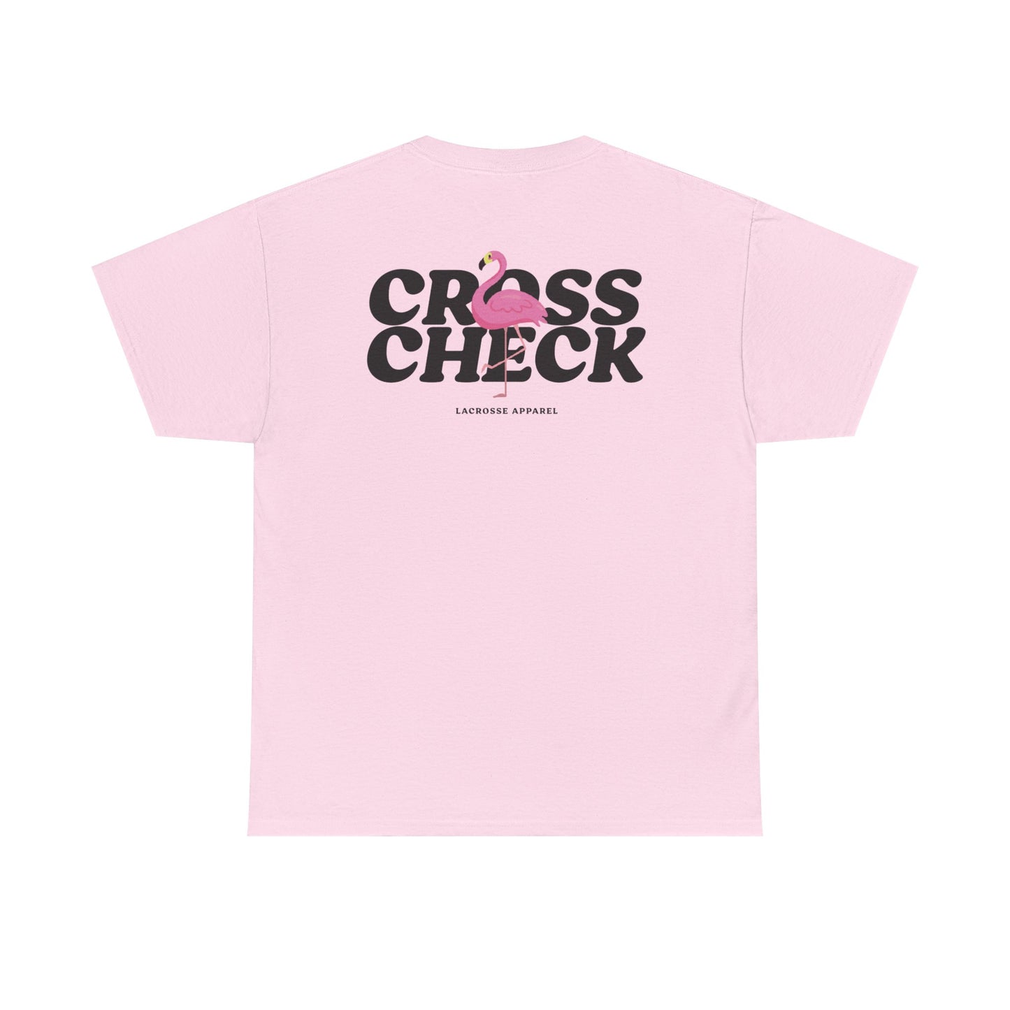 Unisex Heavy Cotton Tee - Cross Check Lacrosse Flamingo Design