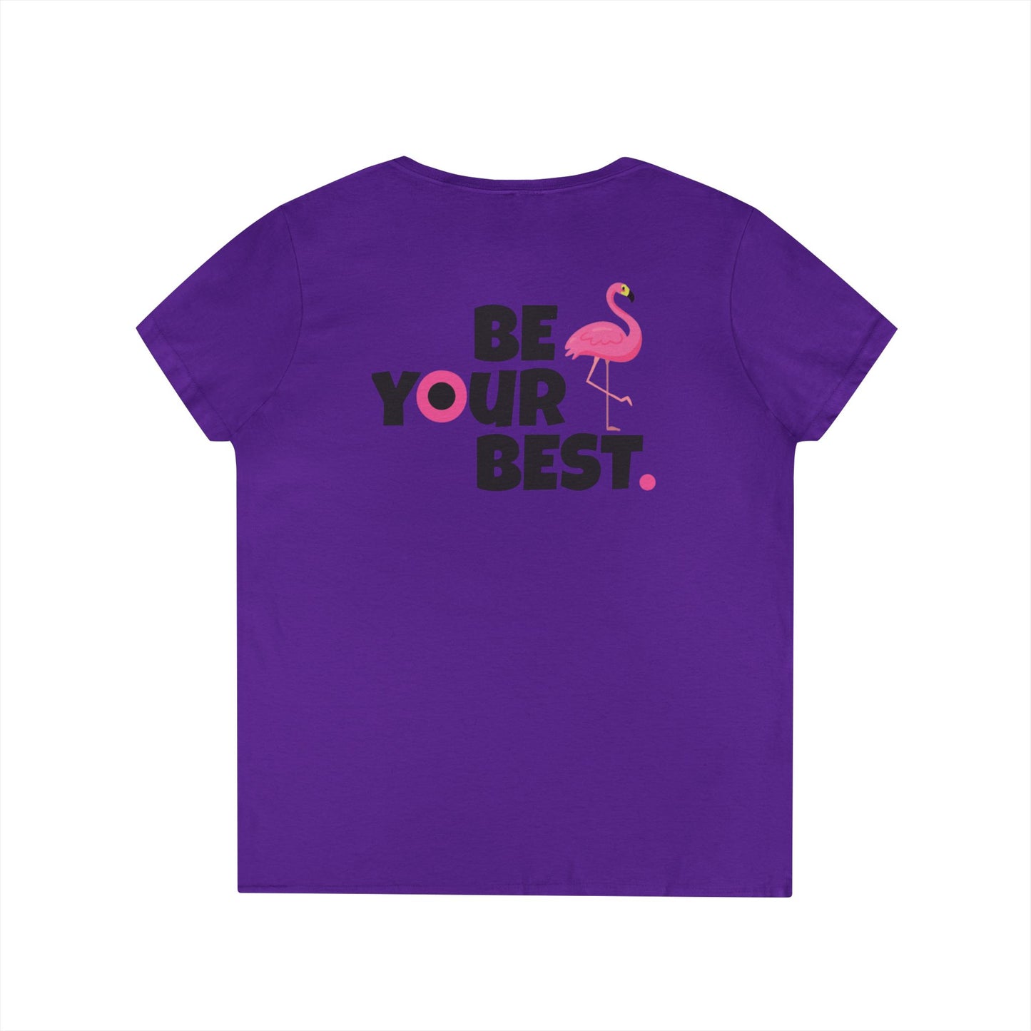 Ladies' V-Neck Flamingo T-Shirt - 'Be Your Best'