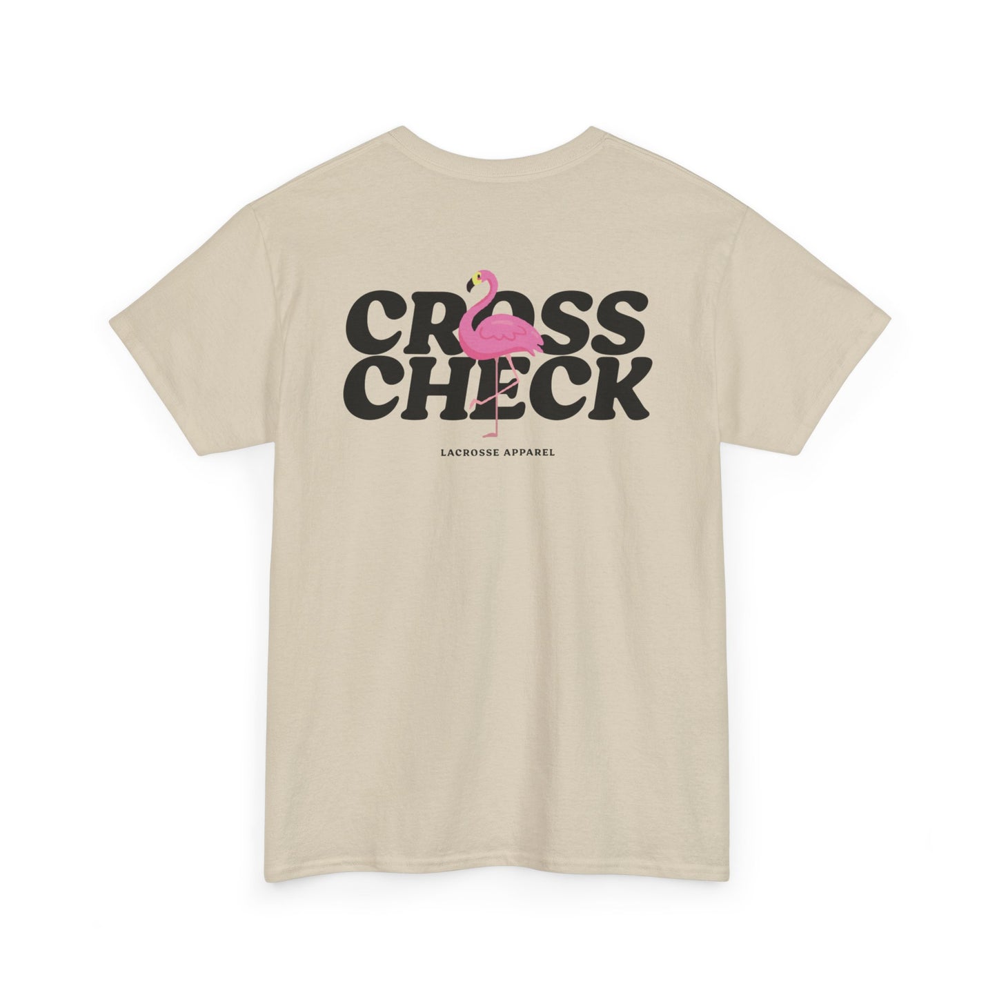 Unisex Heavy Cotton Tee - Cross Check Lacrosse Flamingo Design