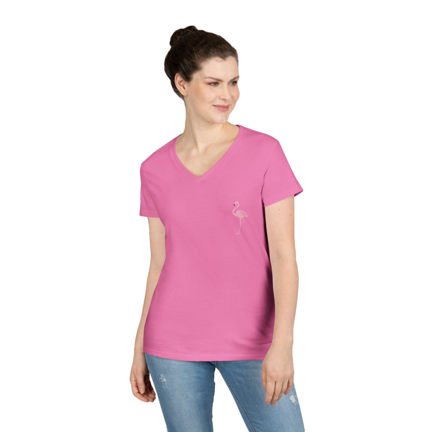 Ladies' V-Neck Flamingo T-Shirt - 'Be Your Best'