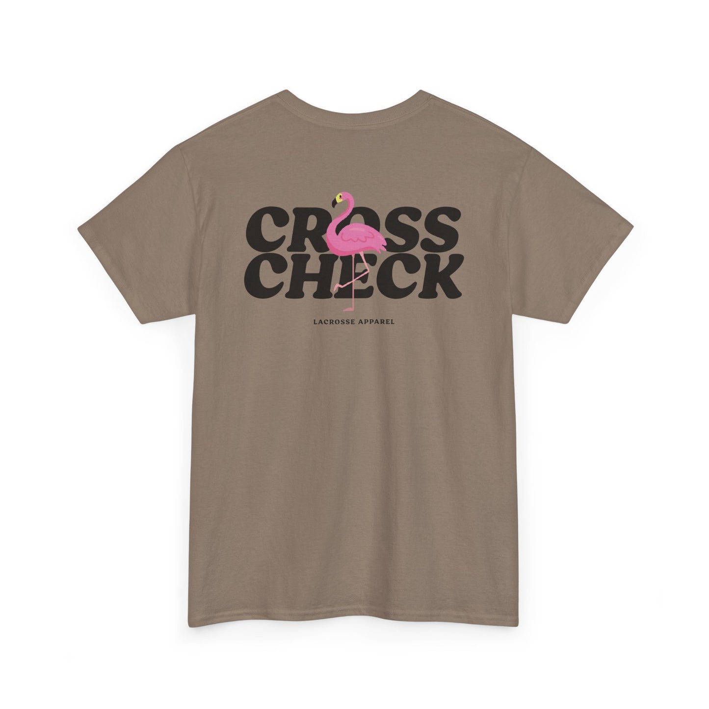 Unisex Heavy Cotton Tee - Cross Check Lacrosse Flamingo Design