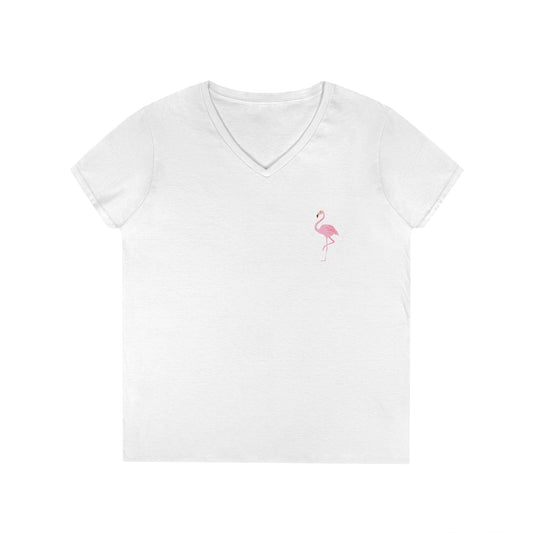 Ladies' V-Neck Flamingo T-Shirt - 'Be Your Best'