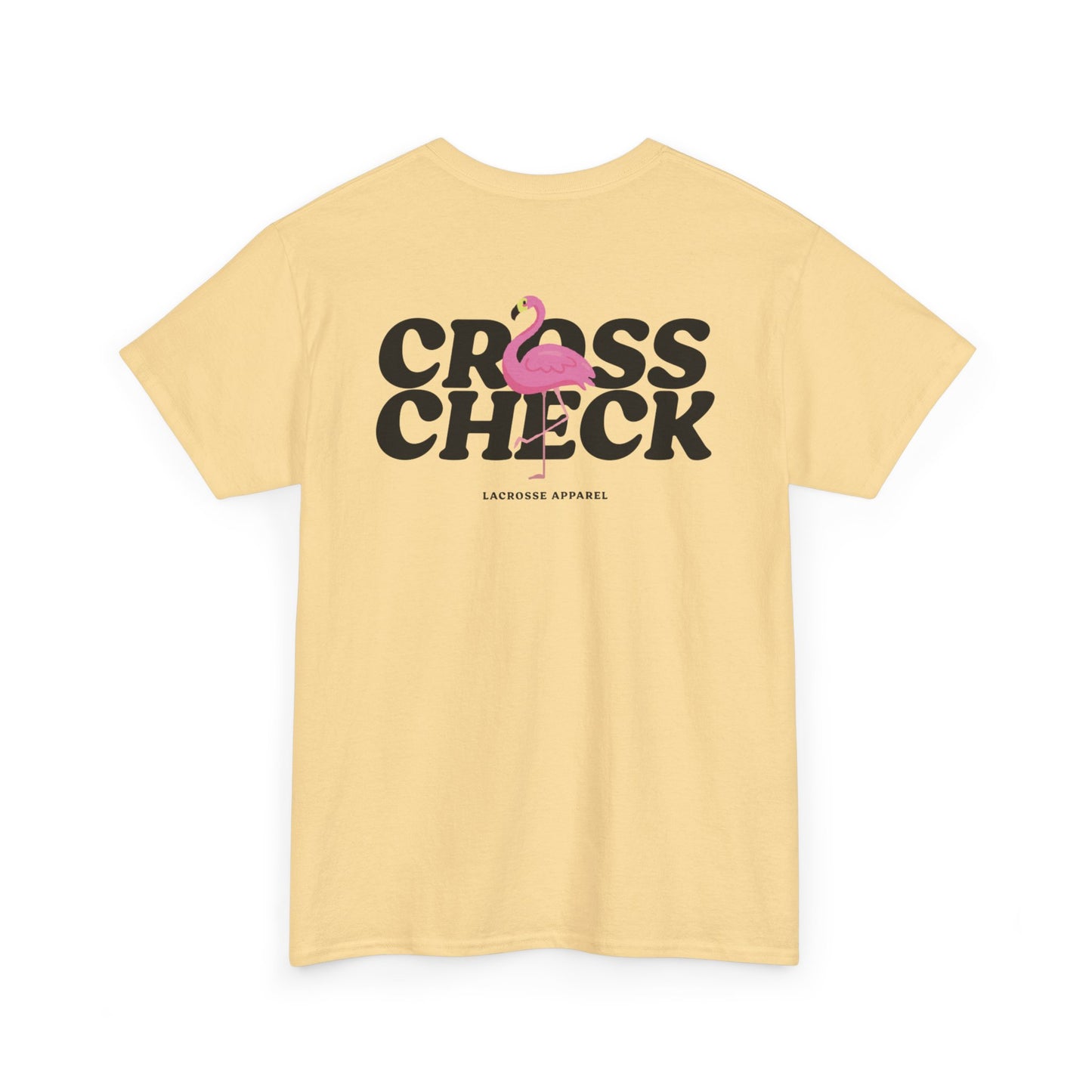 Unisex Heavy Cotton Tee - Cross Check Lacrosse Flamingo Design