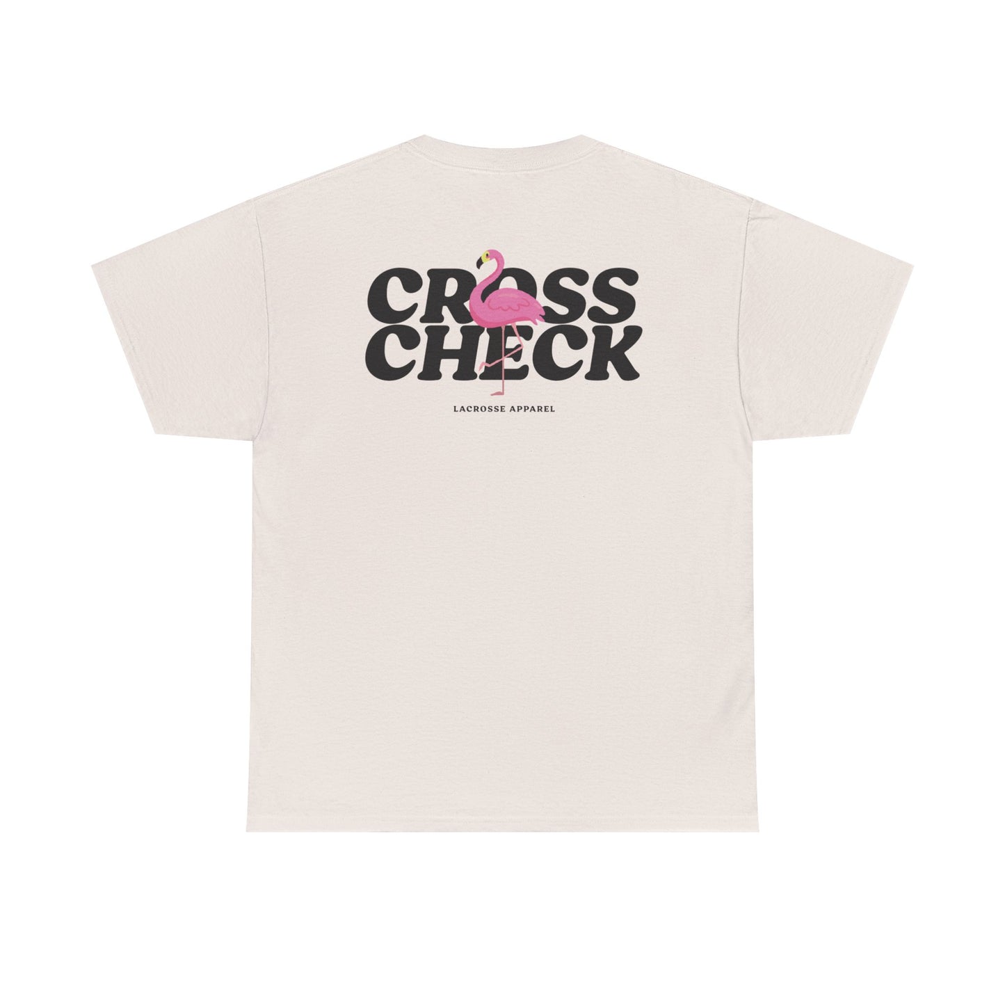 Unisex Heavy Cotton Tee - Cross Check Lacrosse Flamingo Design
