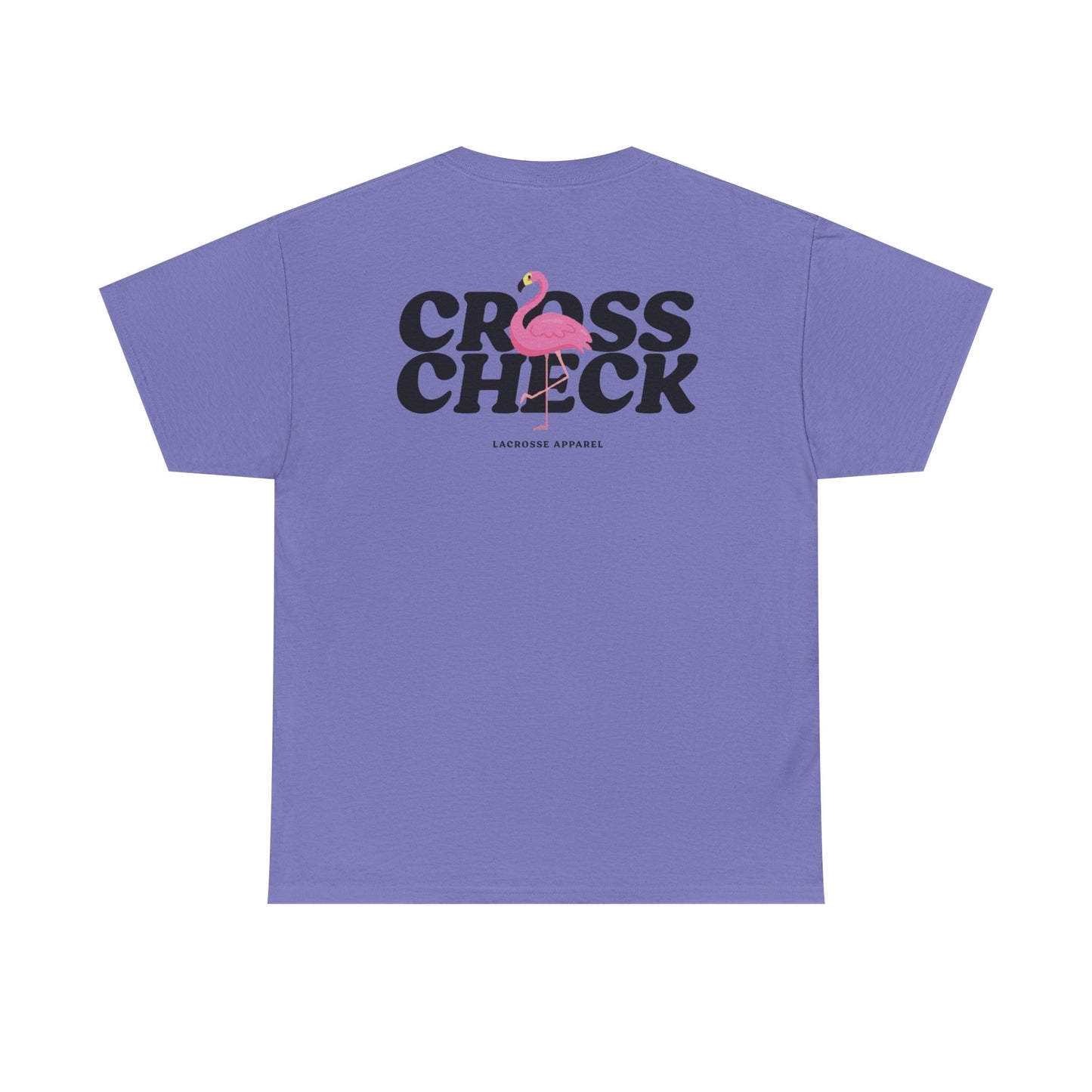 Unisex Heavy Cotton Tee - Cross Check Lacrosse Flamingo Design