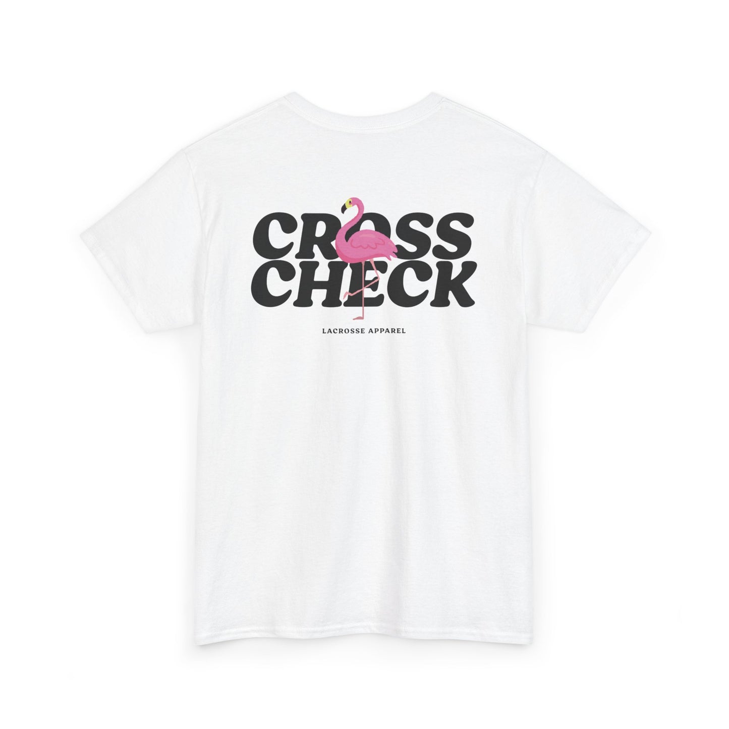 Unisex Heavy Cotton Tee - Cross Check Lacrosse Flamingo Design