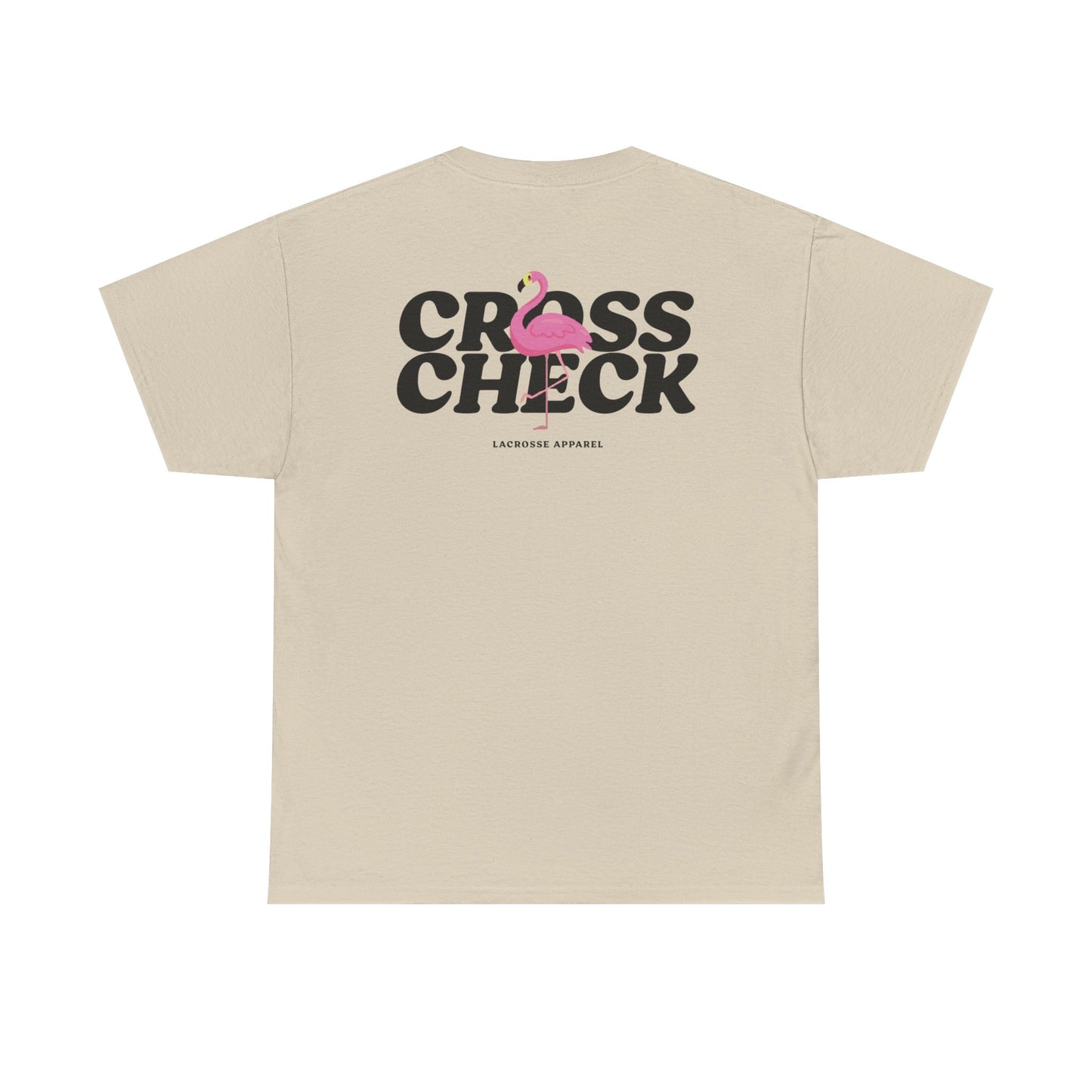 Unisex Heavy Cotton Tee - Cross Check Lacrosse Flamingo Design